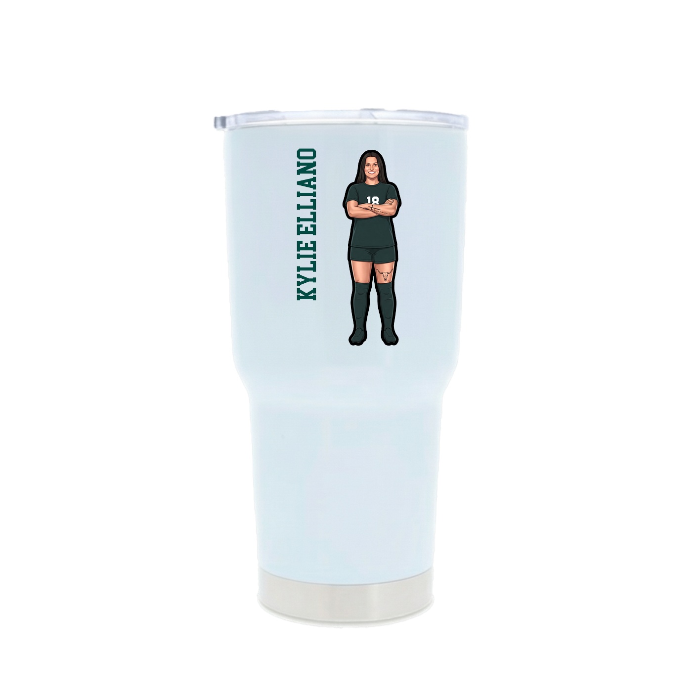 30oz Stainless Steel Tumbler — Name Vertical in White