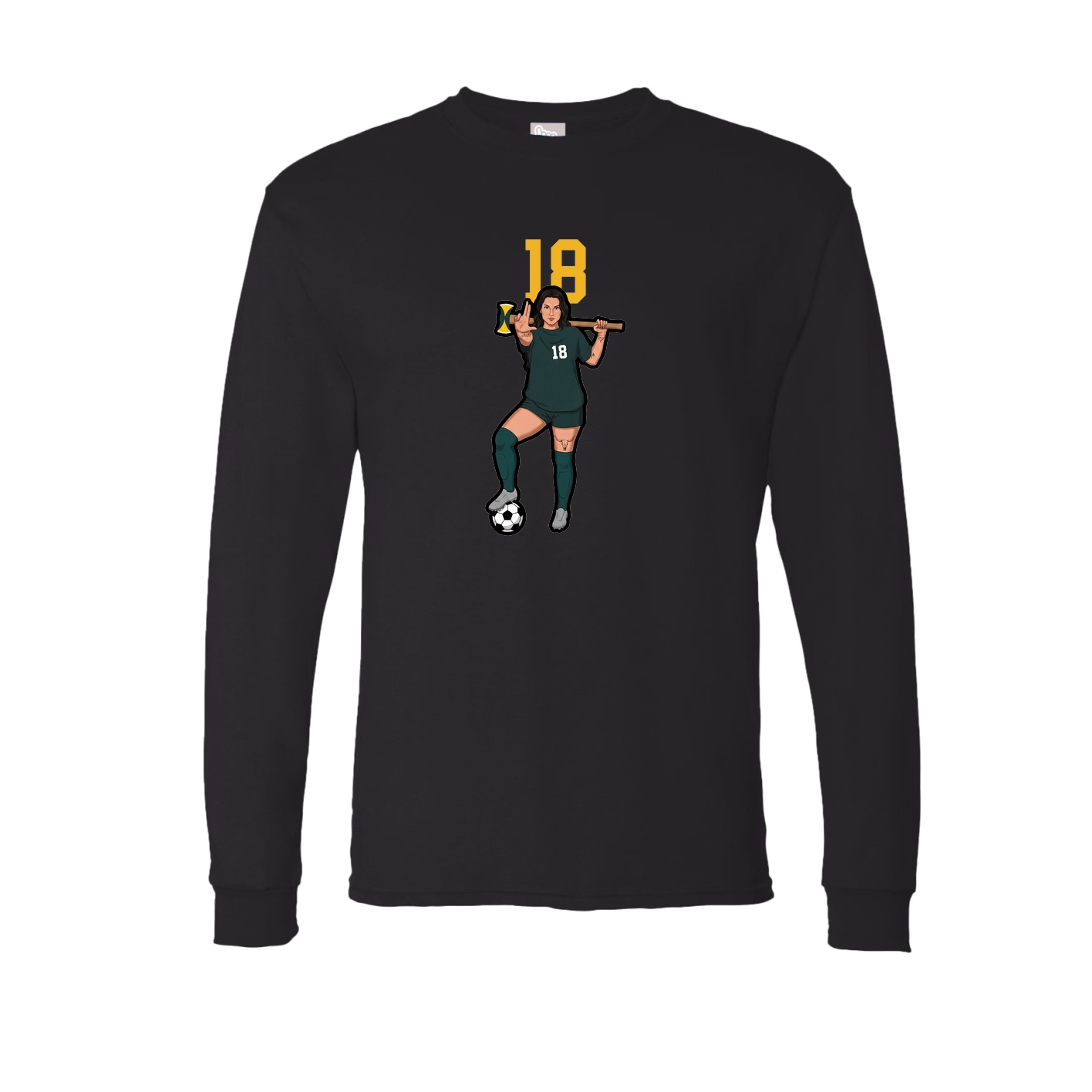 Long Sleeve Tee — Number Top in Black