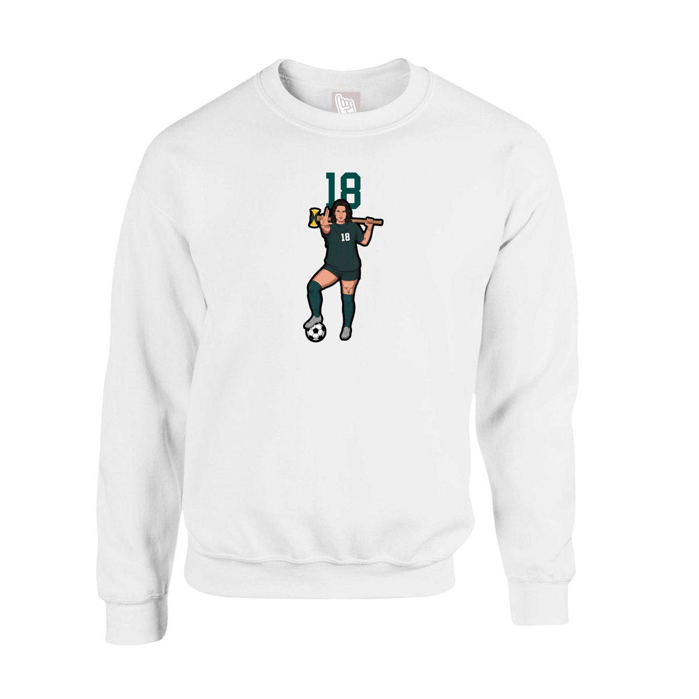 Fleece Crew — Number Top in White