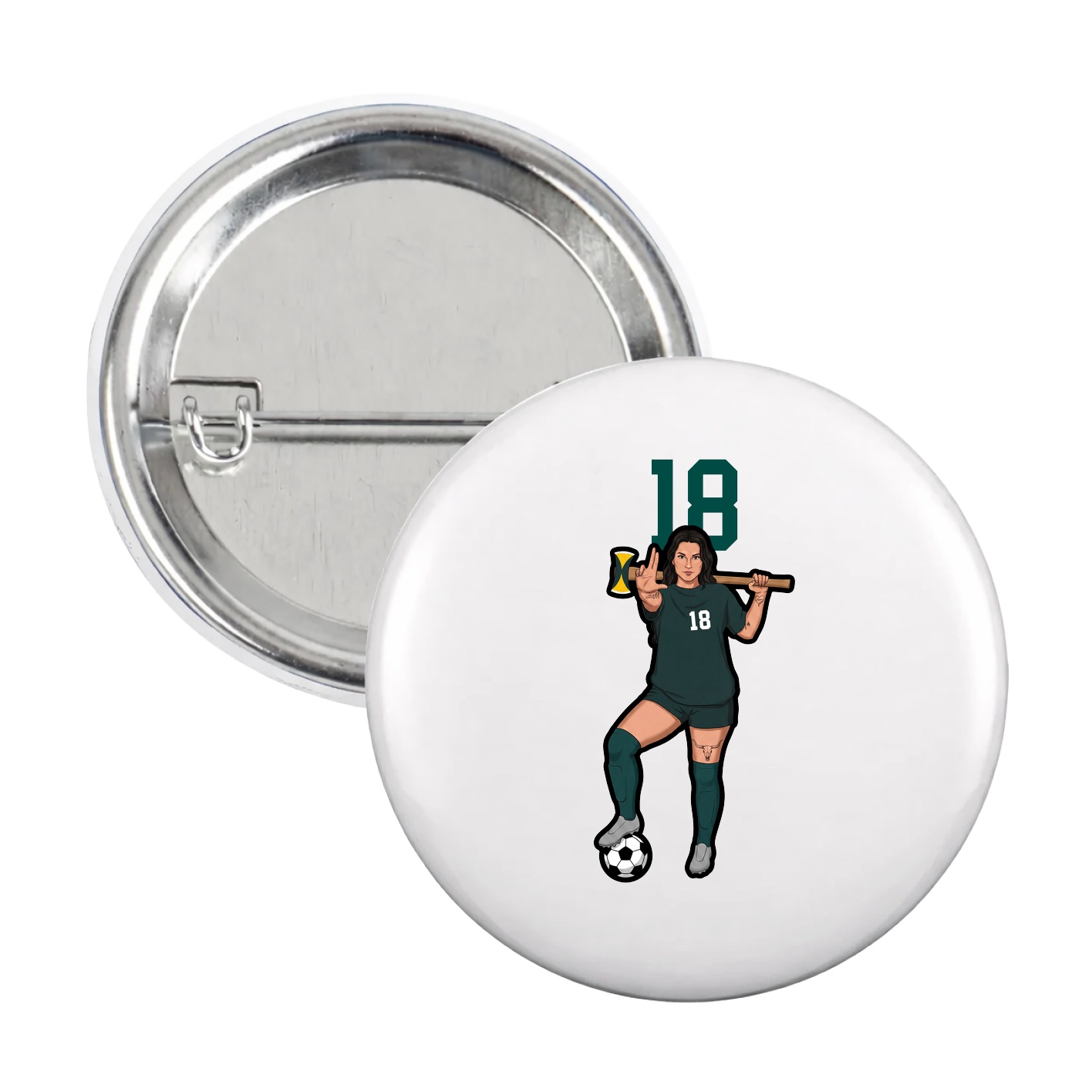 Game Day Button — Number Top in White