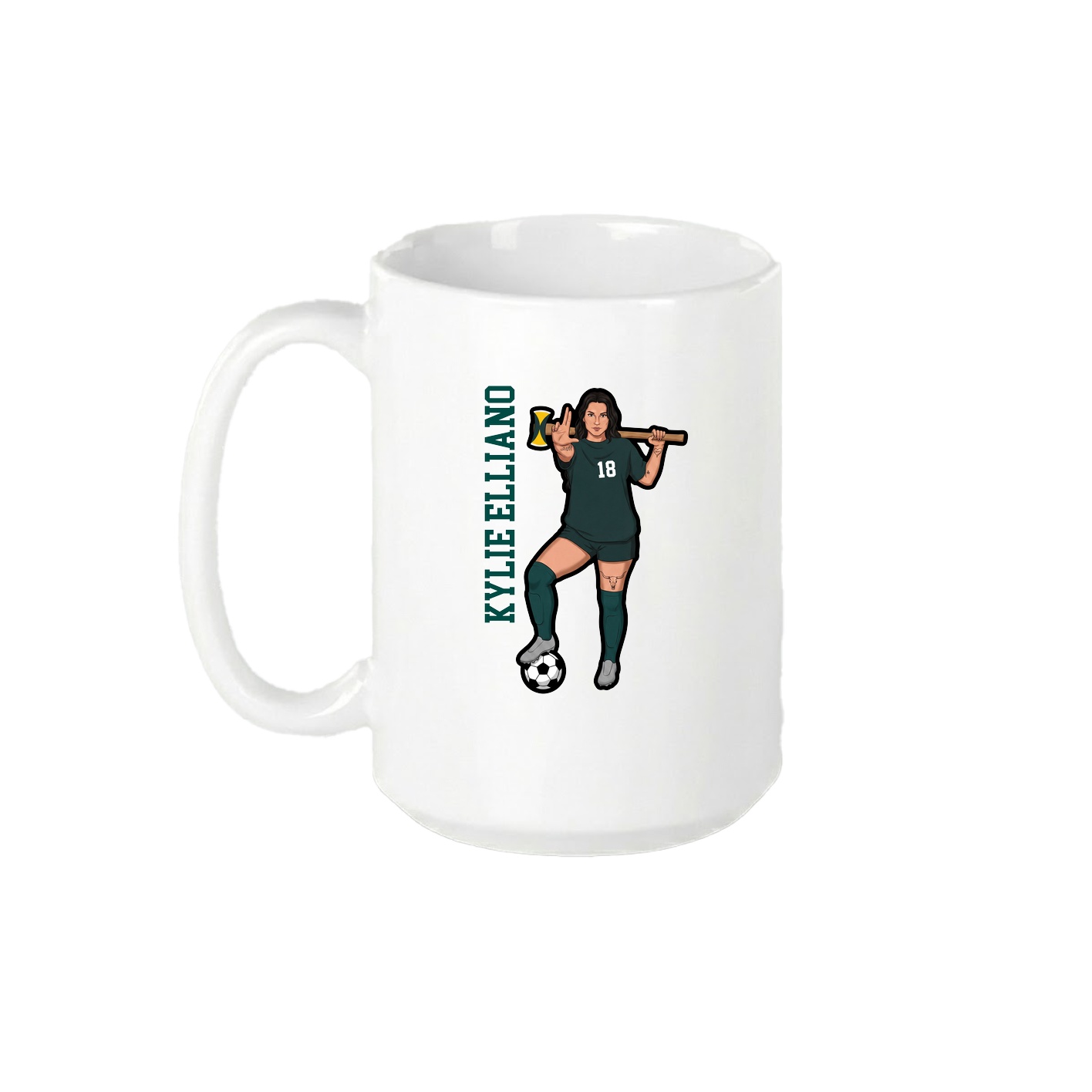 15oz Coffee Mug — Name Vertical in White