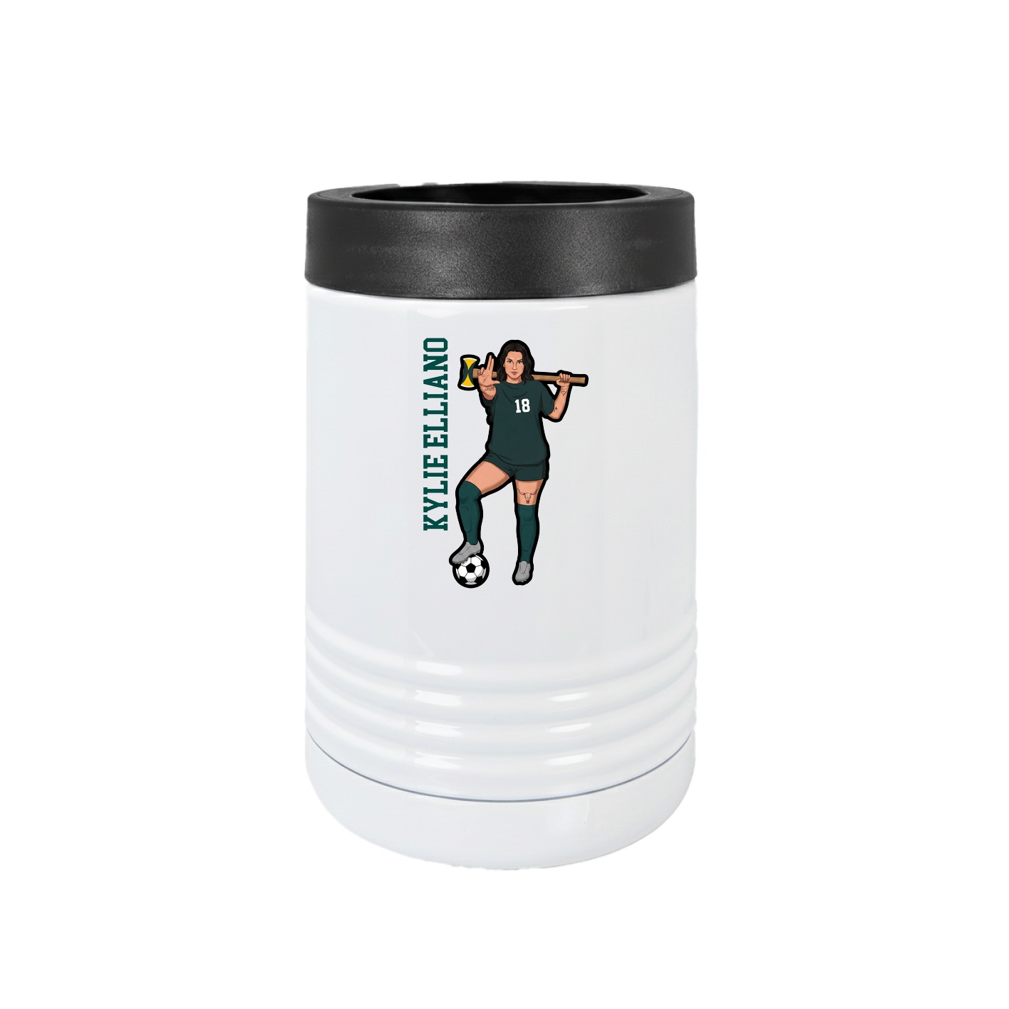 Beverage Holder — Name Vertical in White