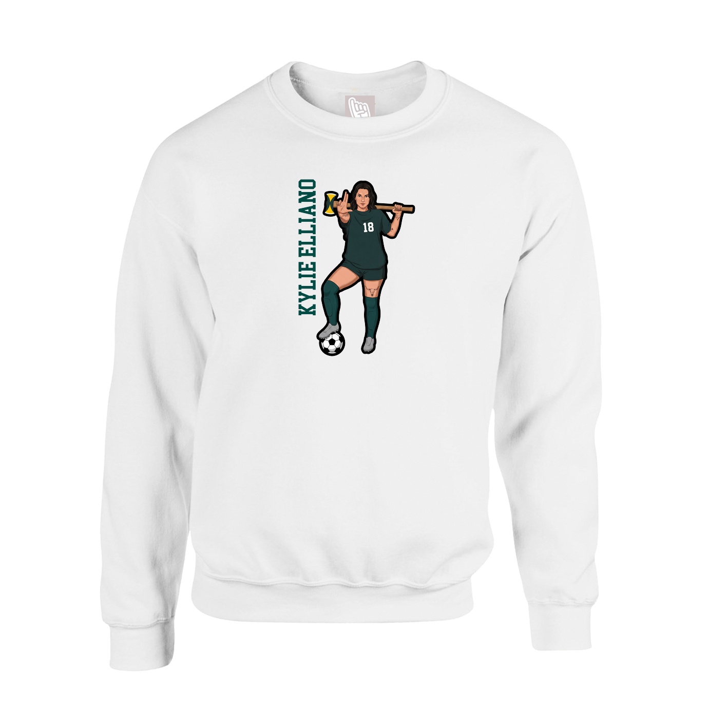 Fleece Crew — Name Vertical in White