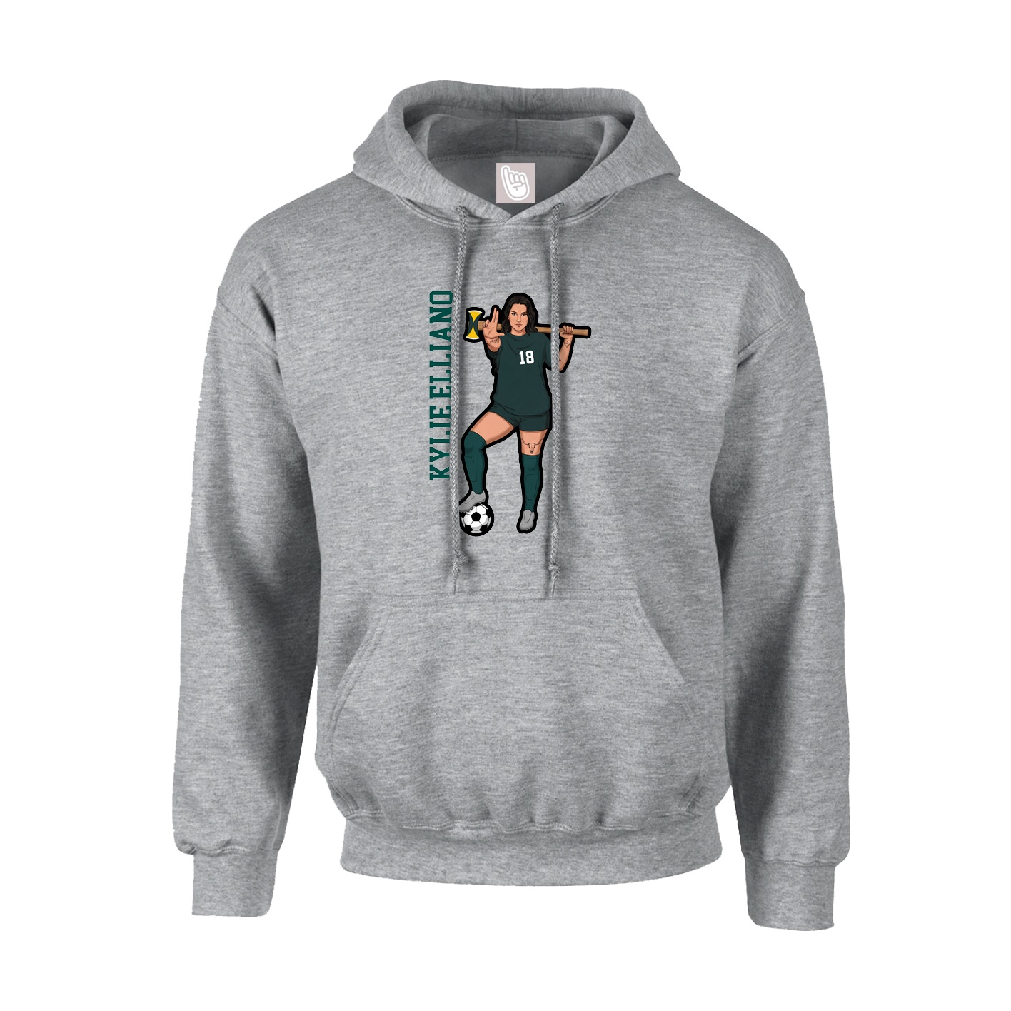 Youth Hoodie — Name Vertical in Grey