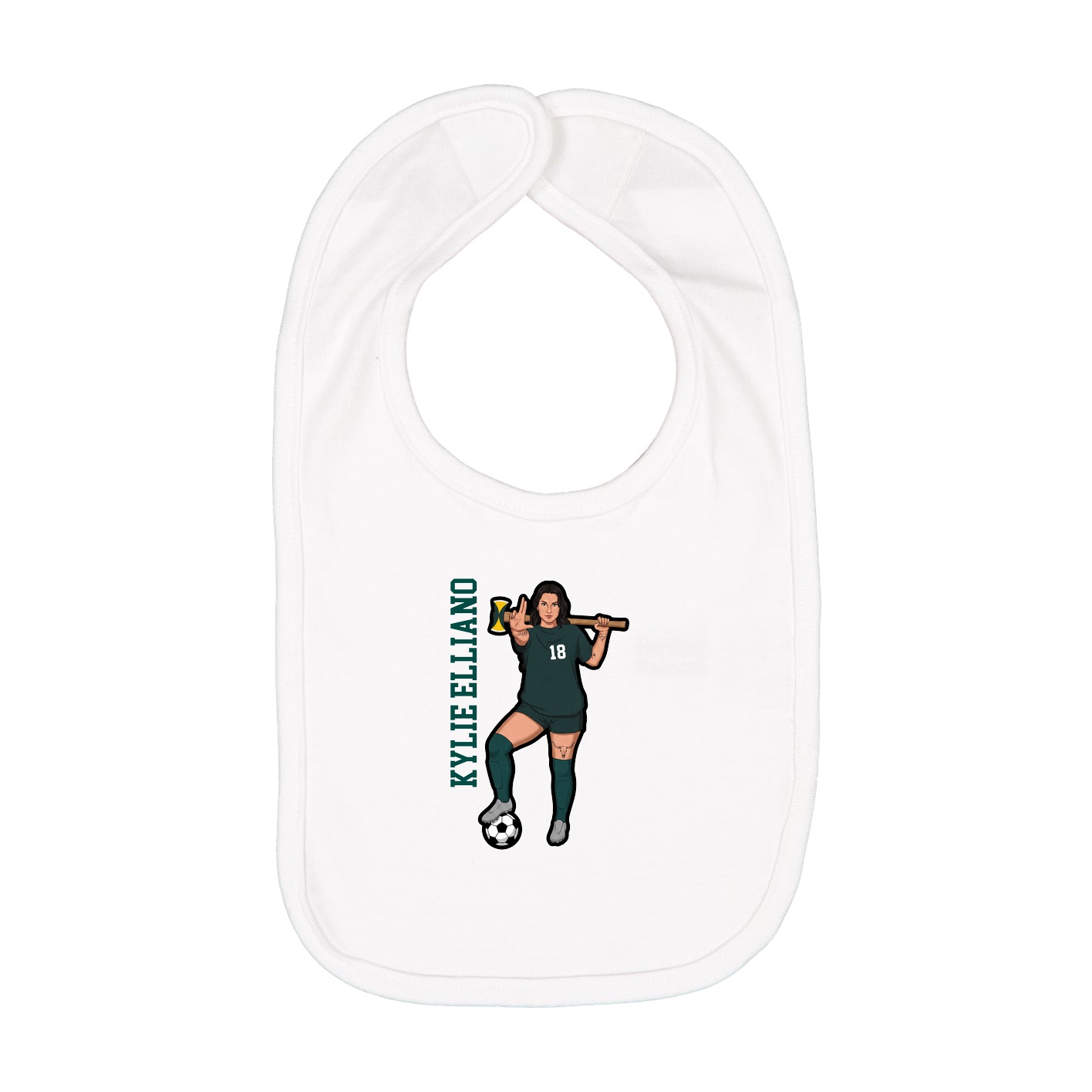 Infant Bib — Name Vertical in White