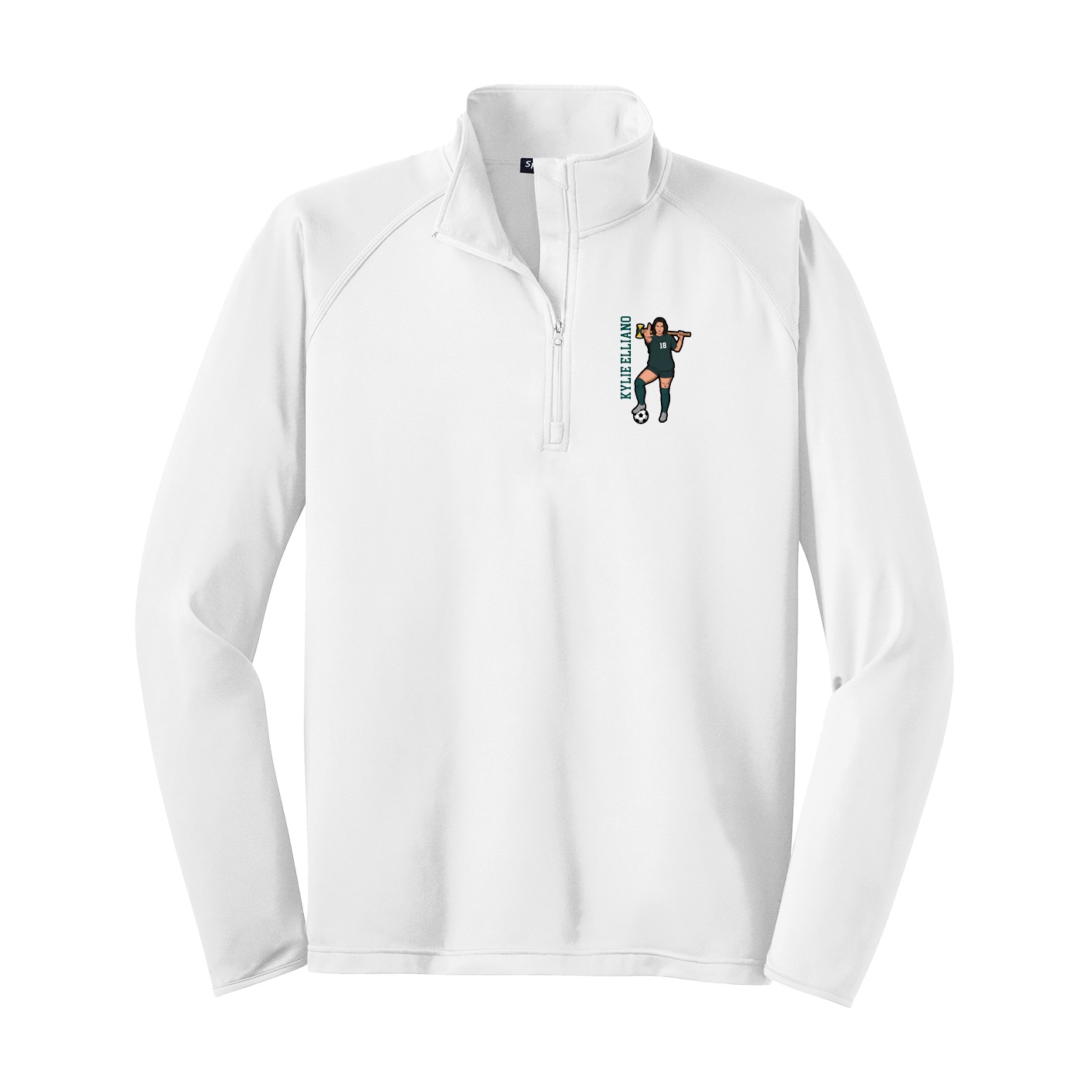 Q-Zip Pullover — Name Vertical in White