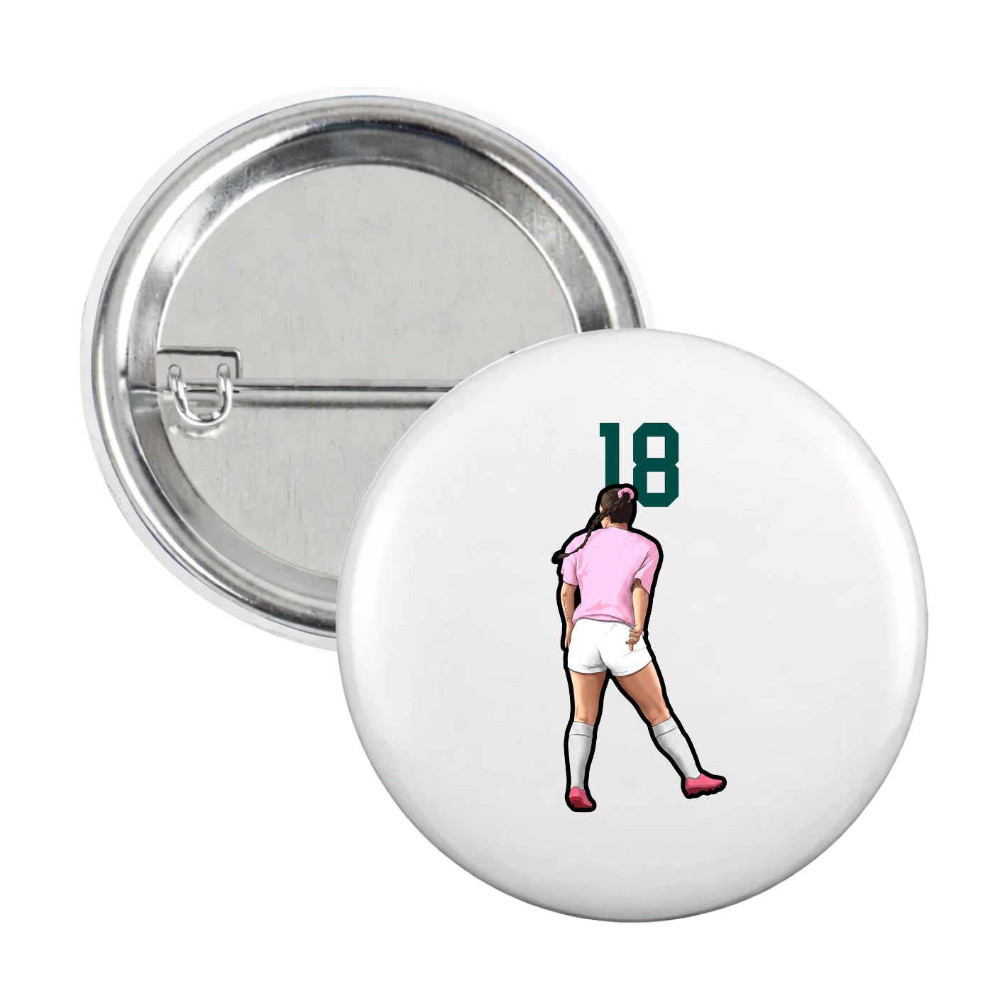Game Day Button — Number Top in White