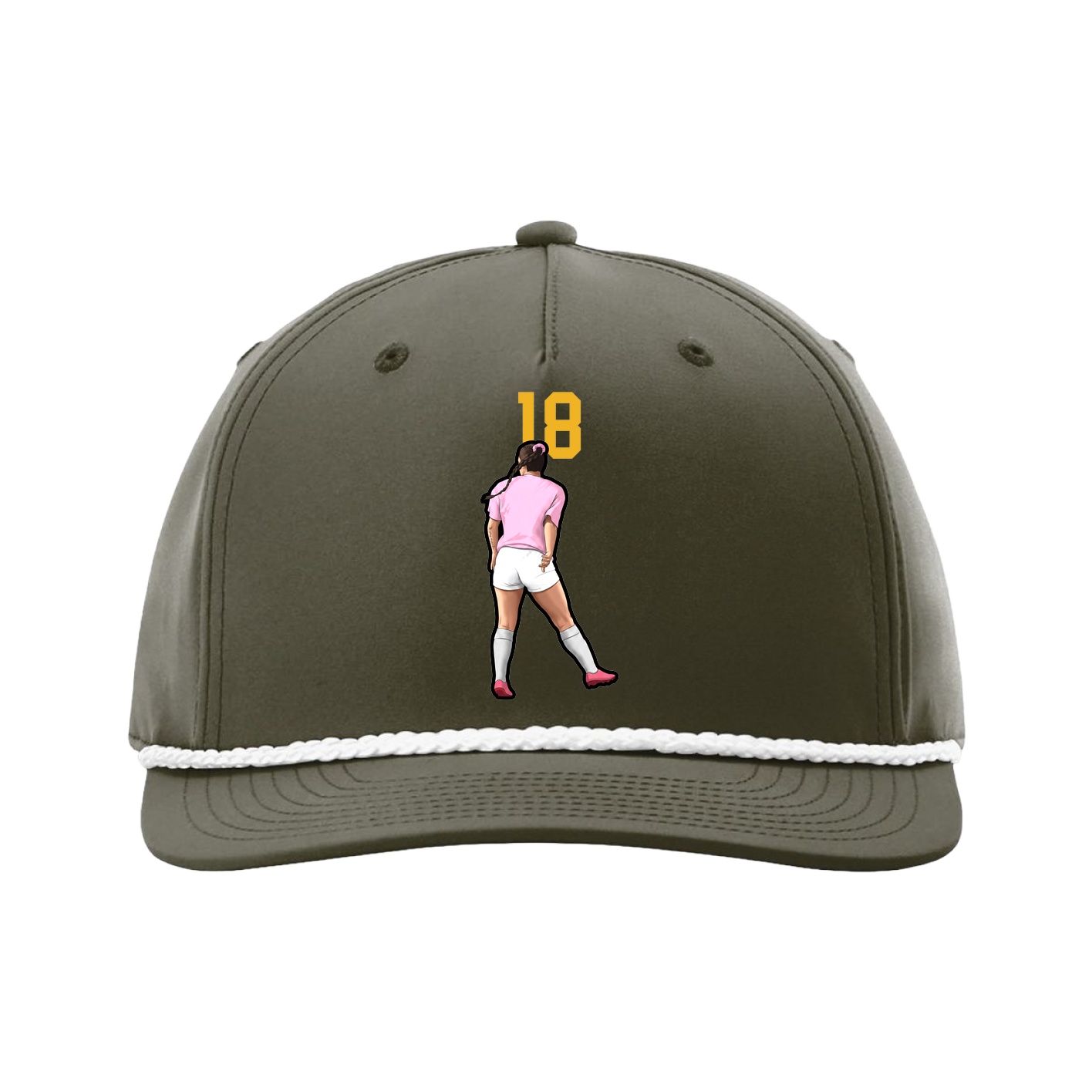 Five-Panel Classic Rope Cap — Number Top in Green