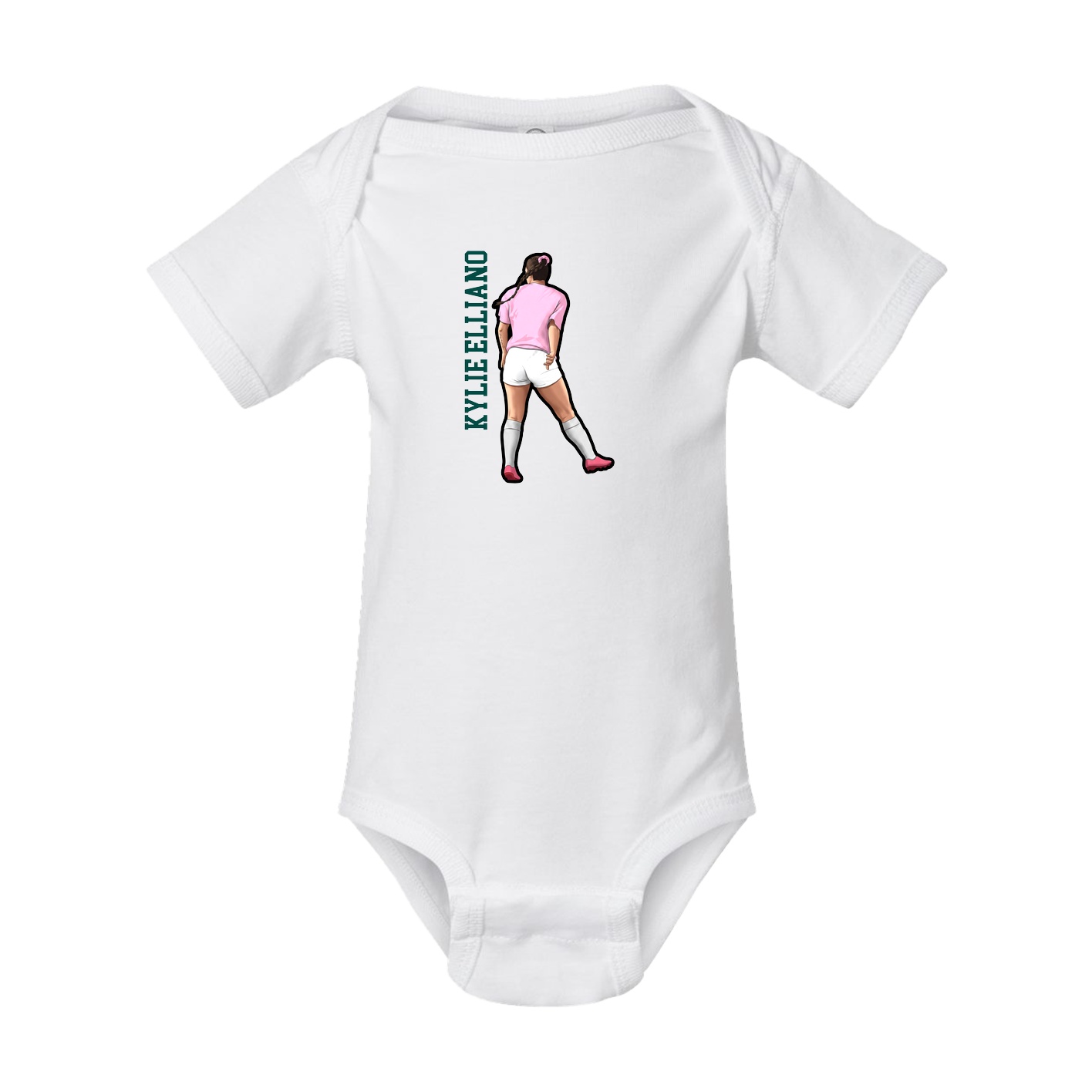 Baby Onesie — Name Vertical in White