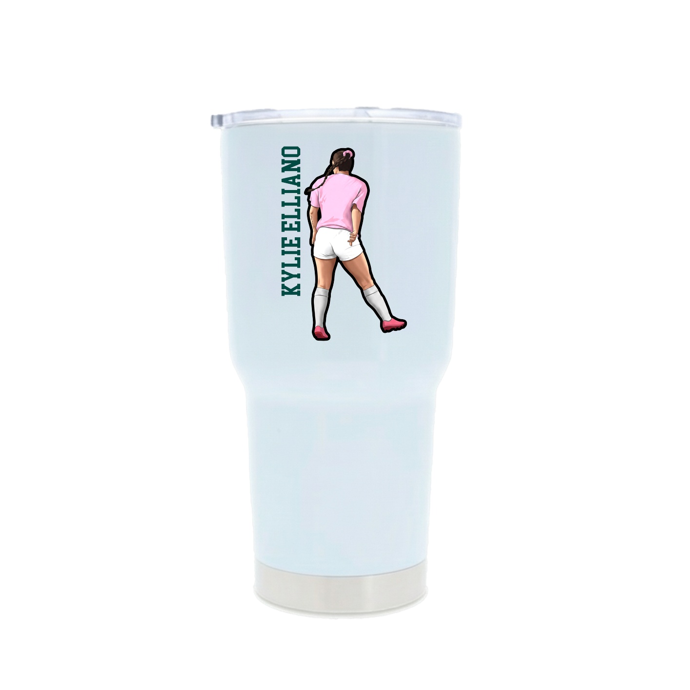 30oz Stainless Steel Tumbler — Name Vertical in White