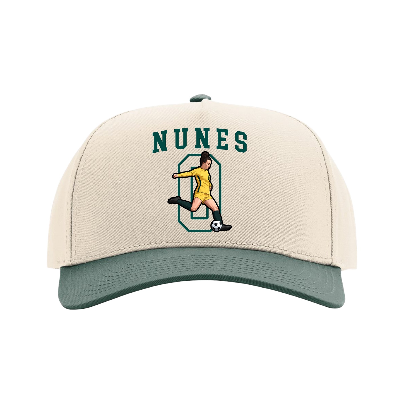 Full Fabric Five-Panel Champ Cap — Shirsey in Cream/Green