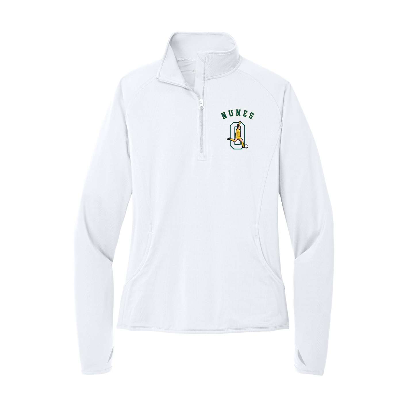 Women's Q-Zip Pullover — Shirsey Arch in White