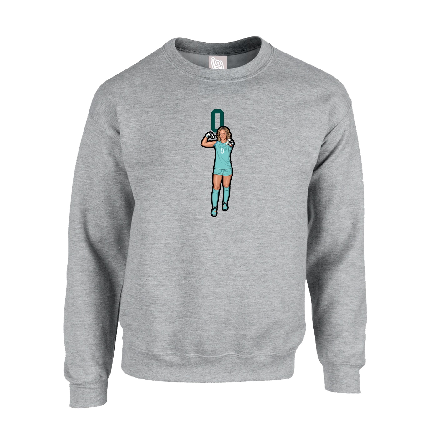Fleece Crew — Number Top in Grey