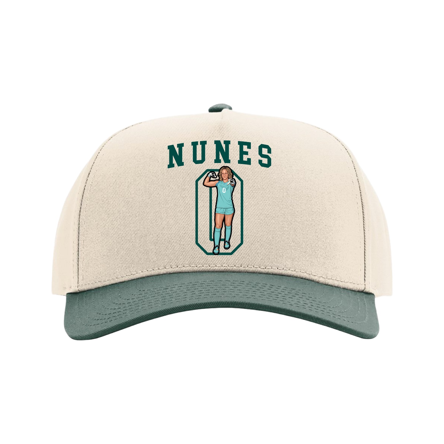 Full Fabric Five-Panel Champ Cap — Shirsey in Cream/Green