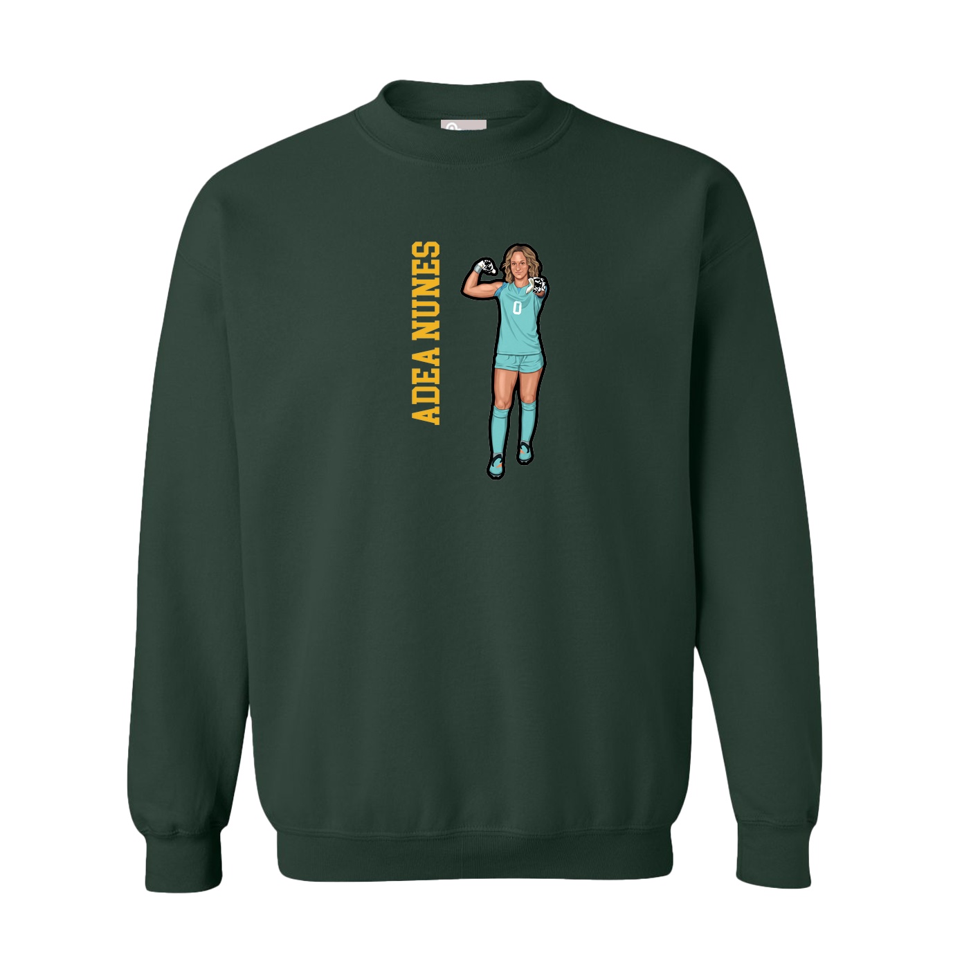 Fleece Crew — Name Vertical in Green