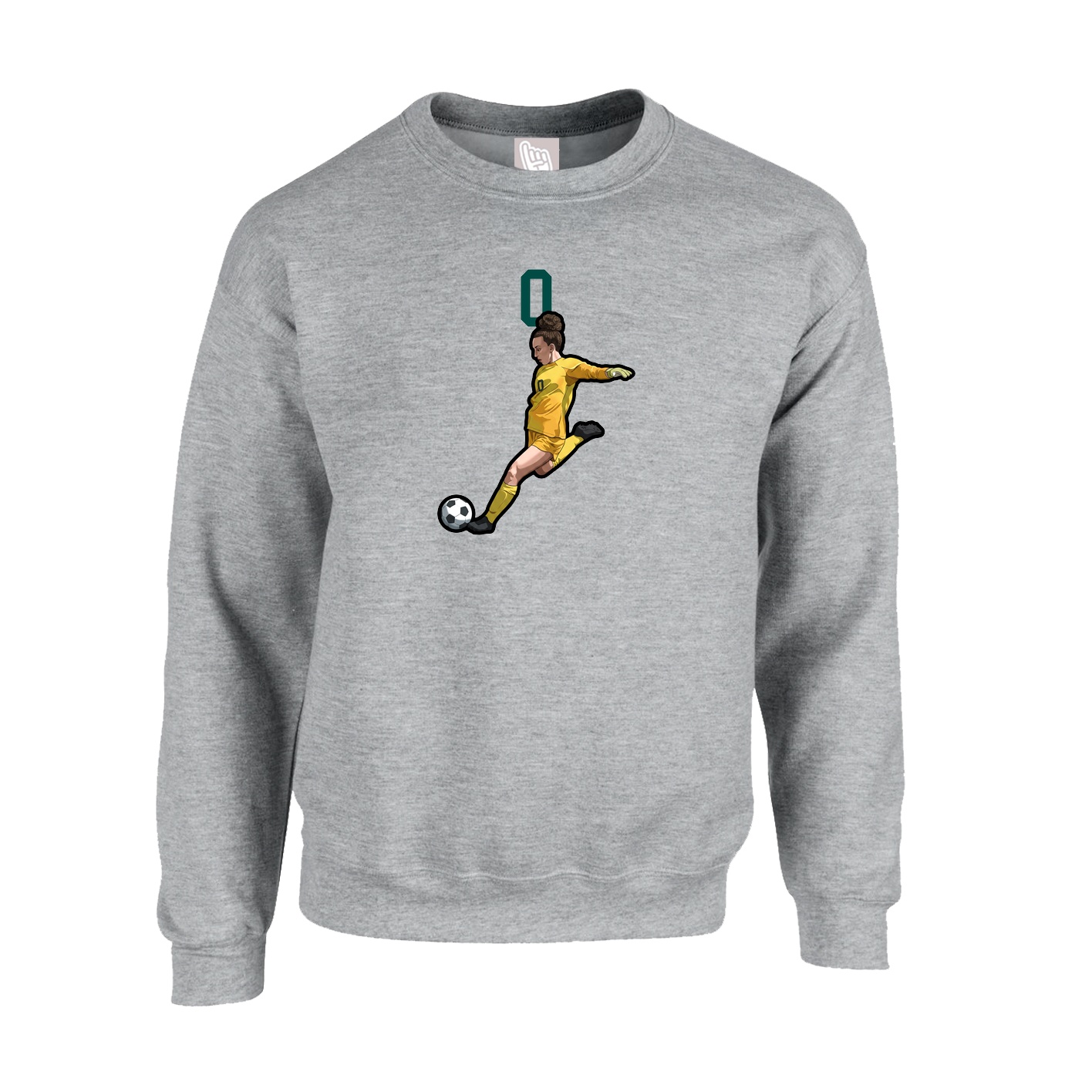 Fleece Crew — Number Top in Grey