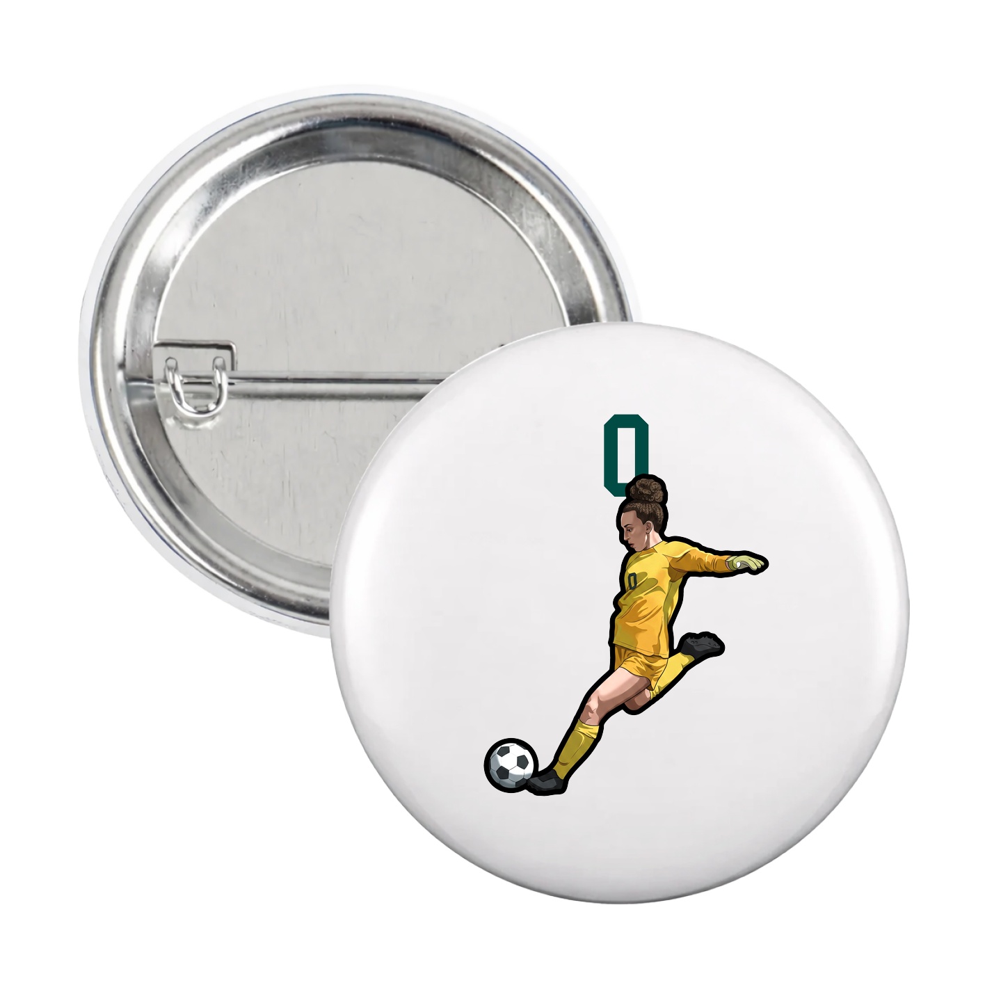 Game Day Button — Number Top in White