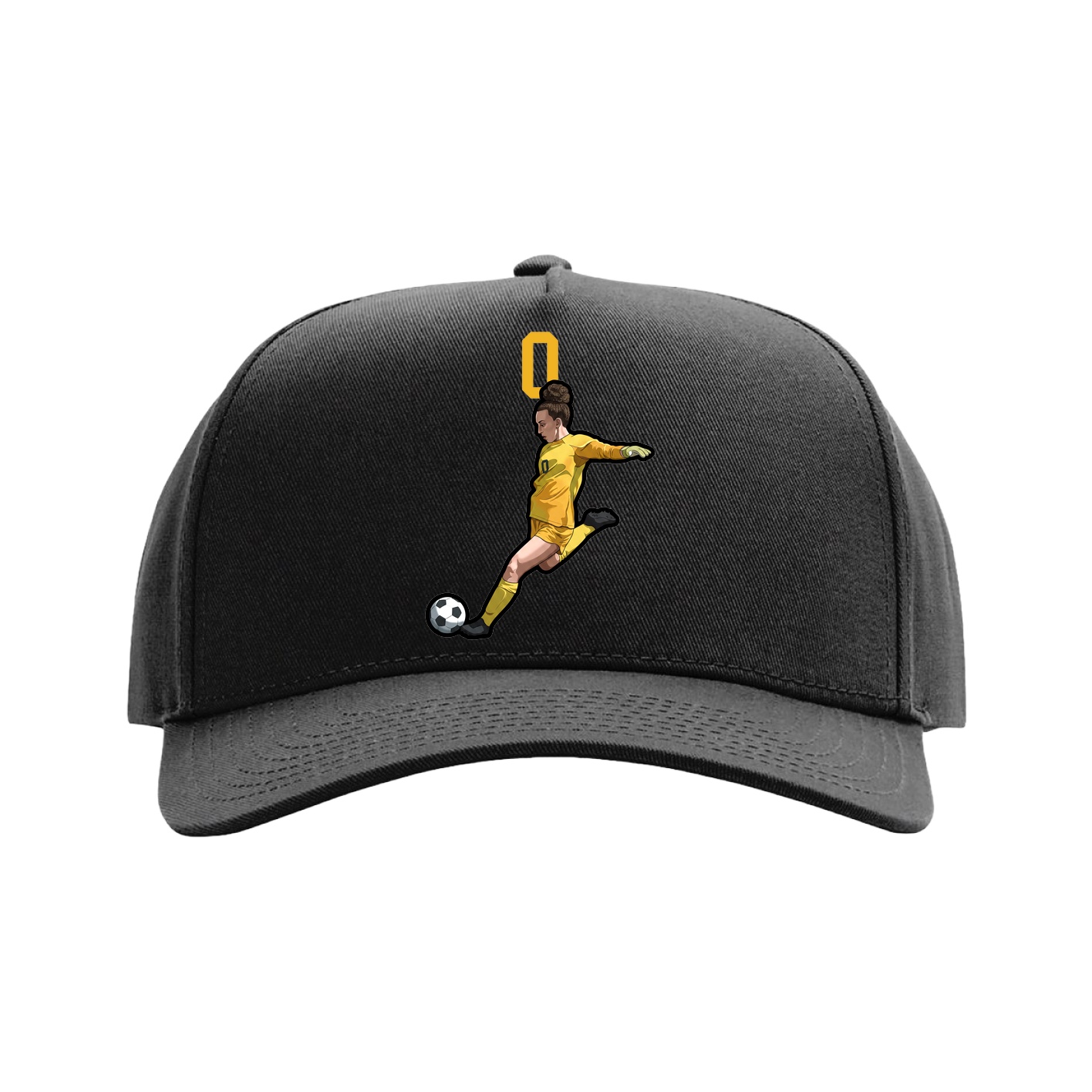 Full Fabric Five-Panel Champ Cap — Number Top in Black