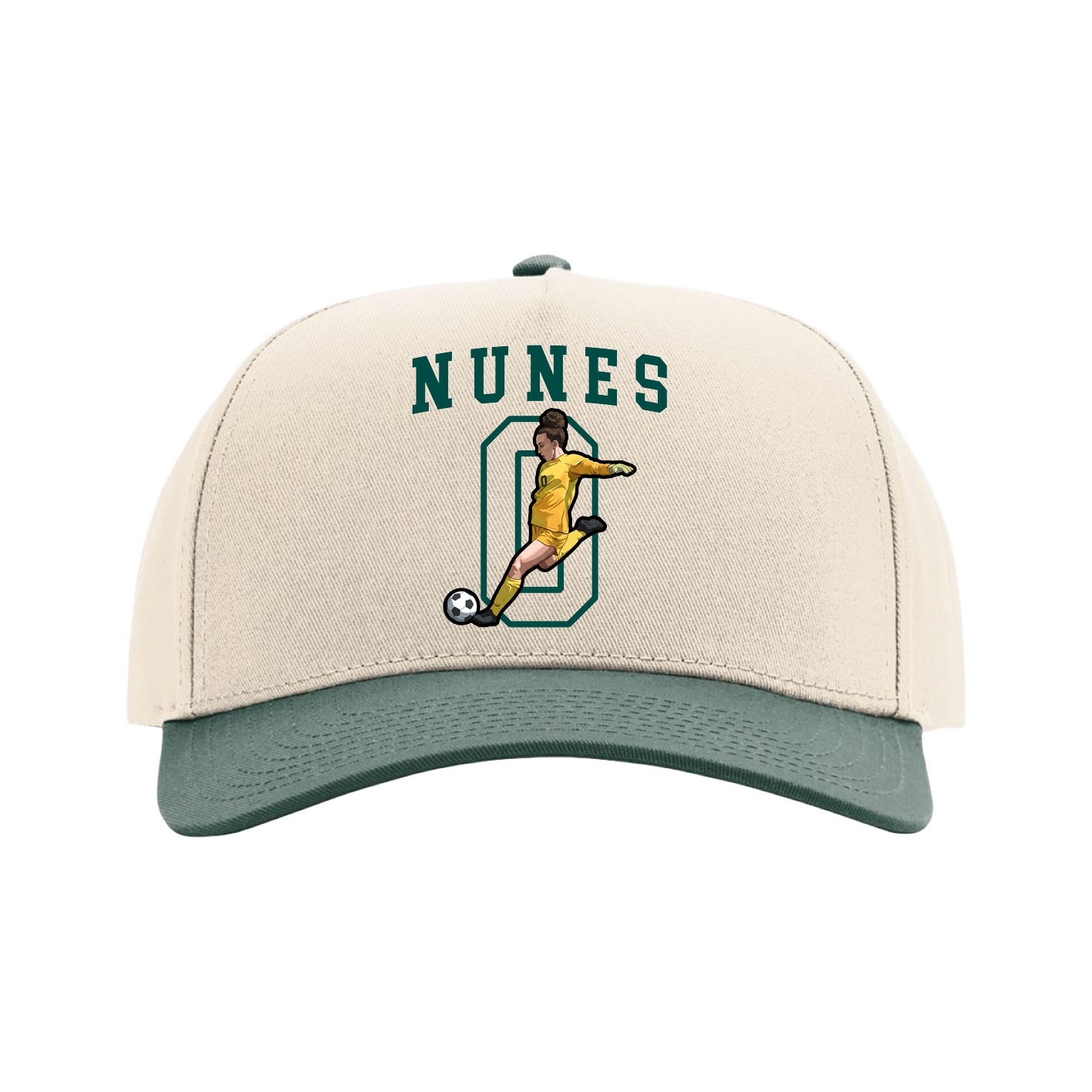 Full Fabric Five-Panel Champ Cap — Shirsey in Cream/Green