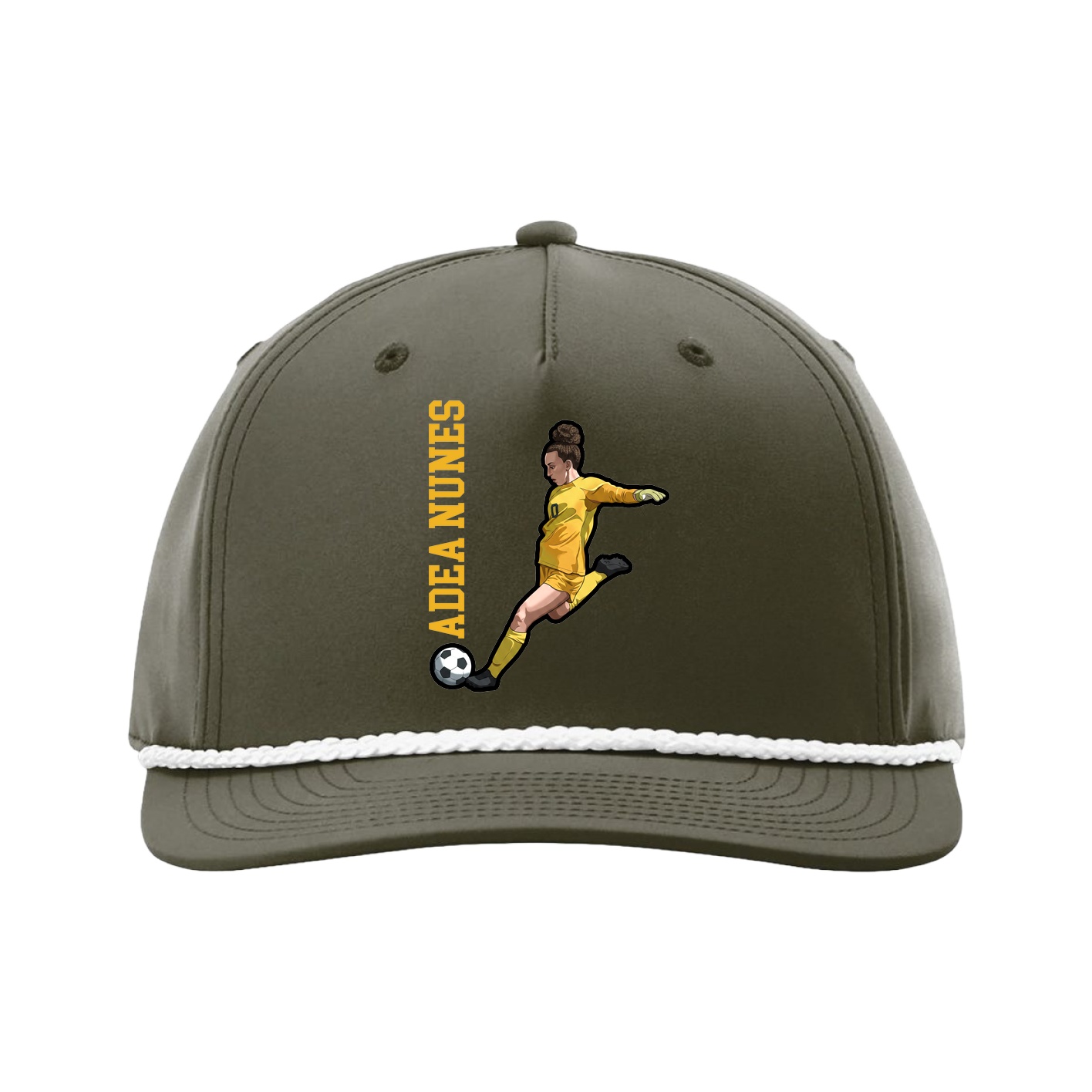 Five-Panel Classic Rope Cap — Name Vertical in Green