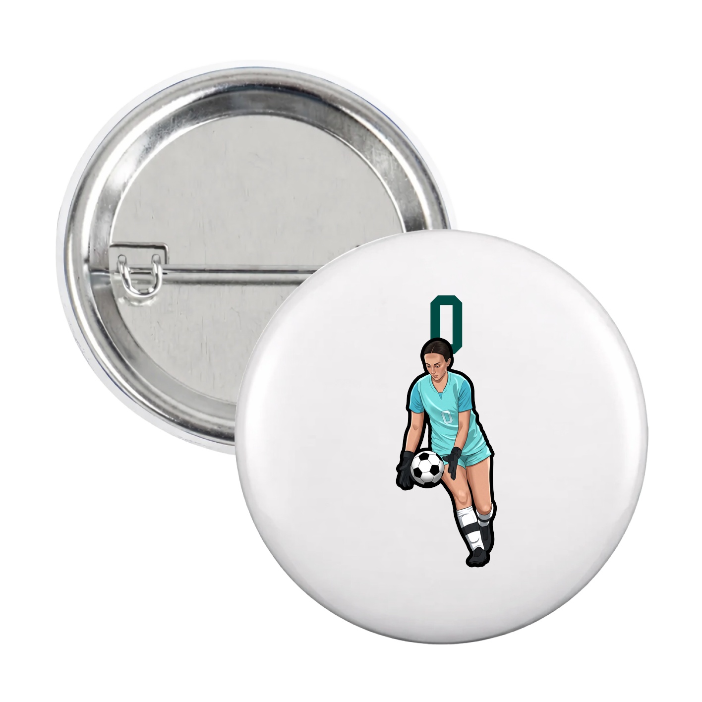 Game Day Button — Number Top in White