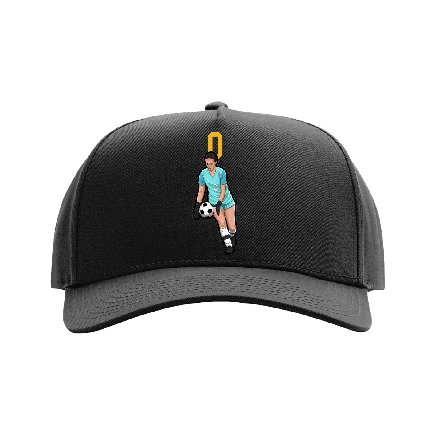 Full Fabric Five-Panel Champ Cap — Number Top in Black