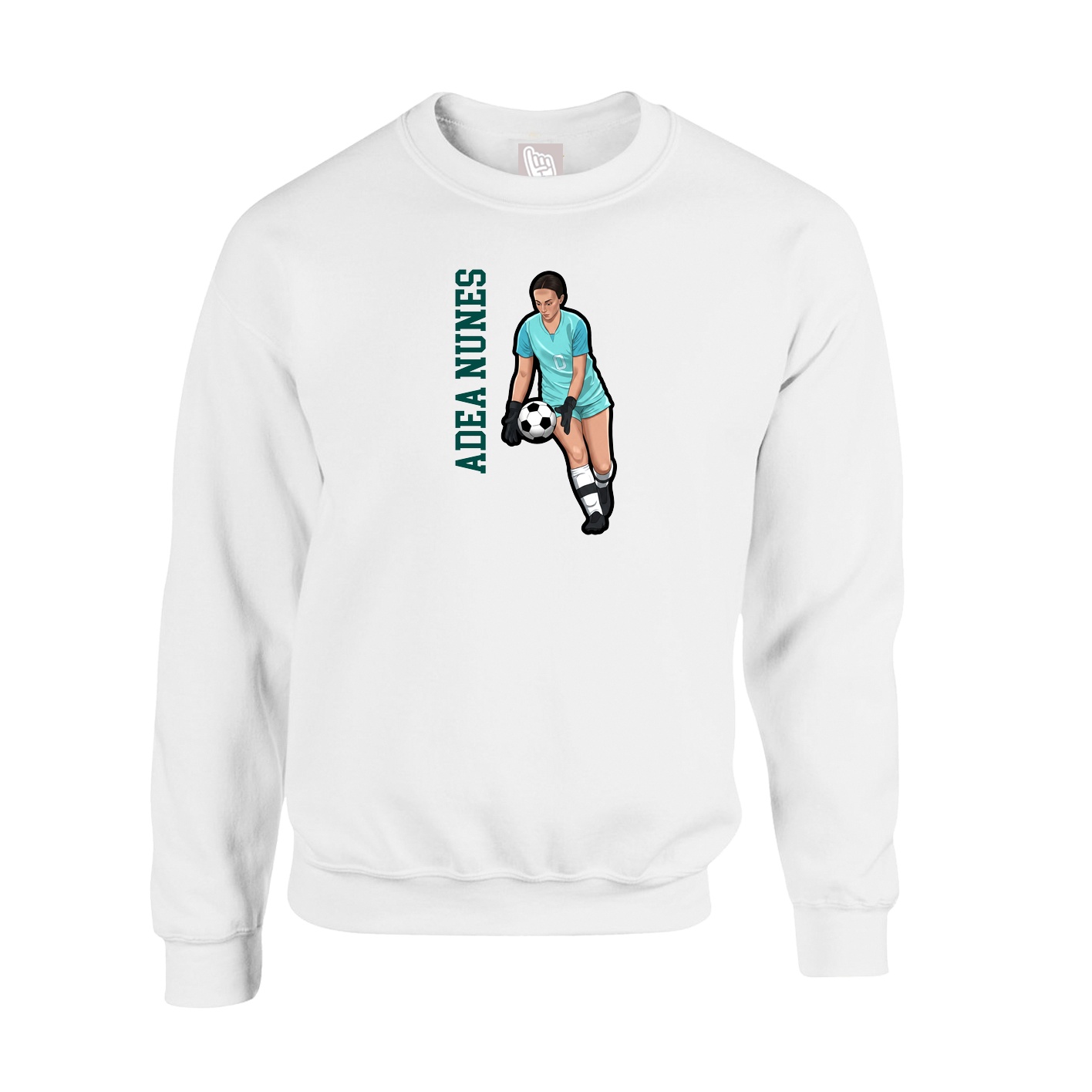 Fleece Crew — Name Vertical in White