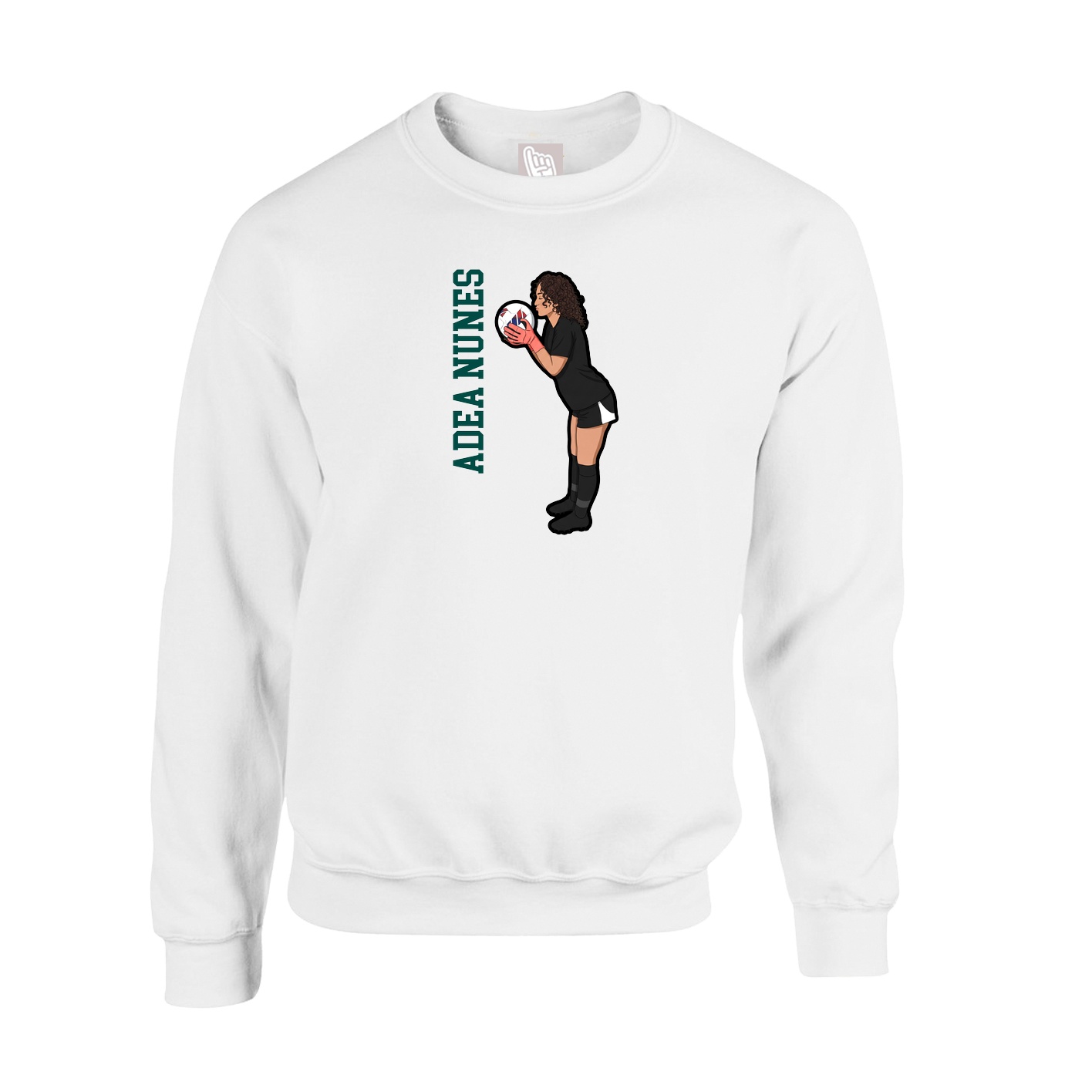 Fleece Crew — Name Vertical in White
