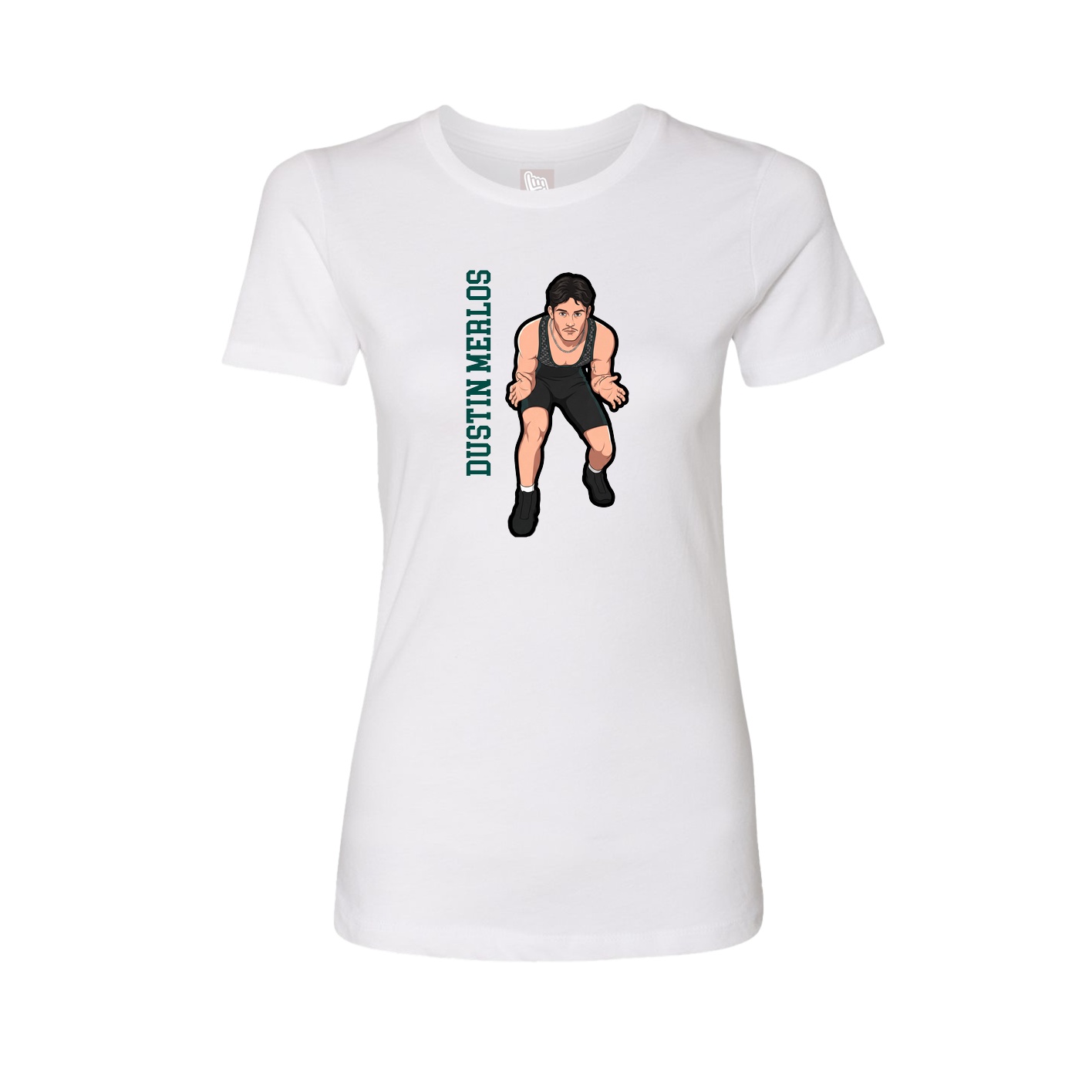 Fitted Women's Tee — Name Vertical in White