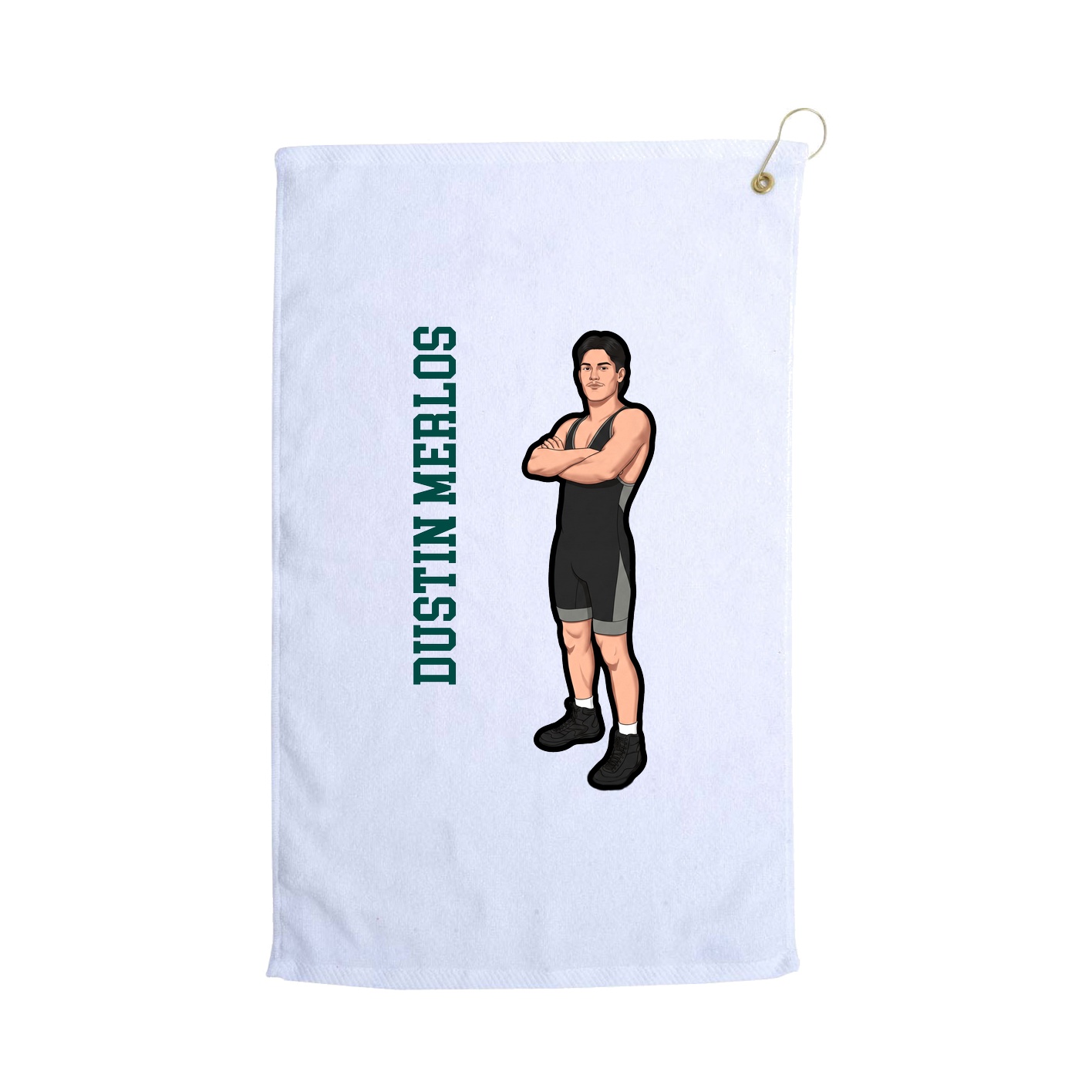 Golf Towel — Name Vertical in White