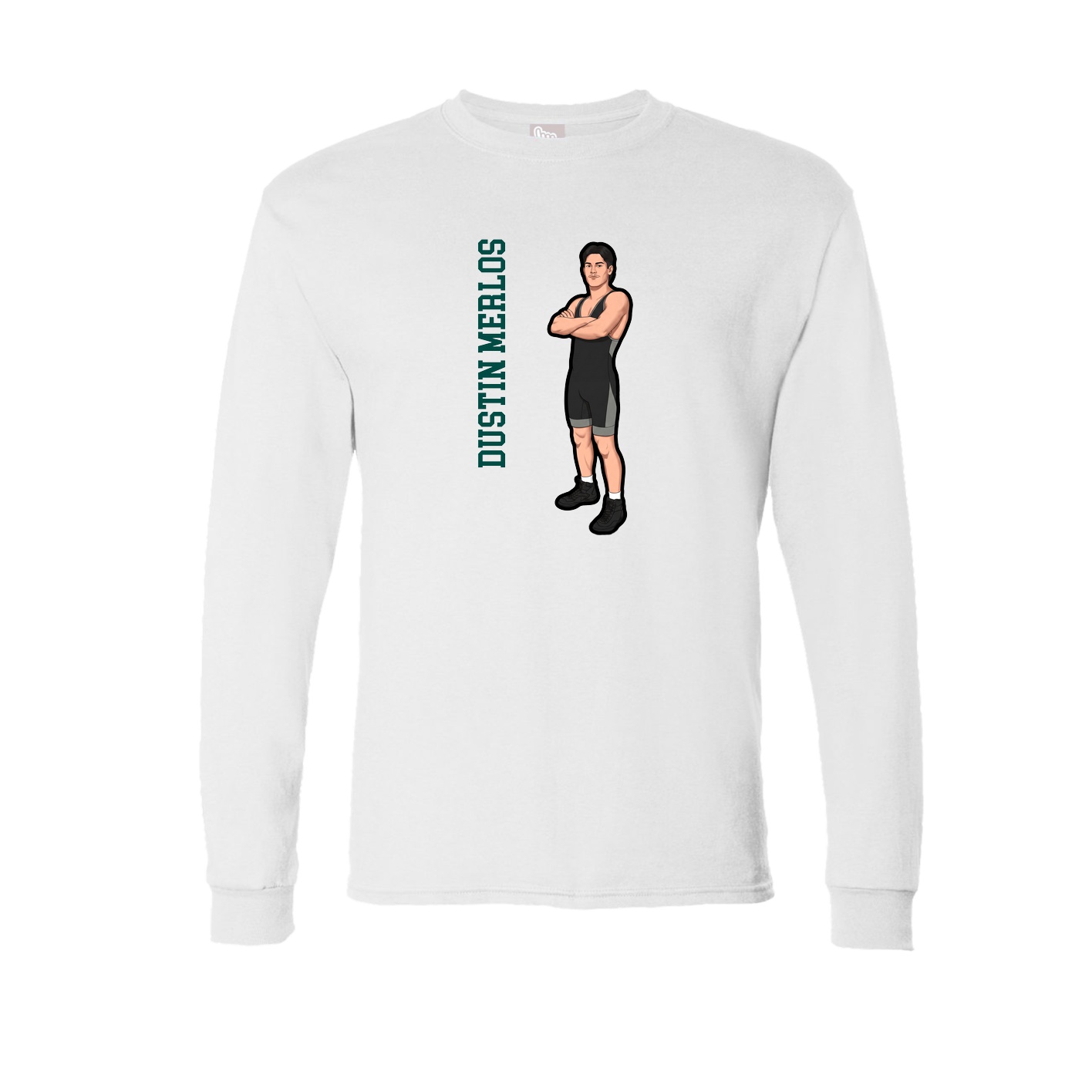Long Sleeve Tee — Name Vertical in White