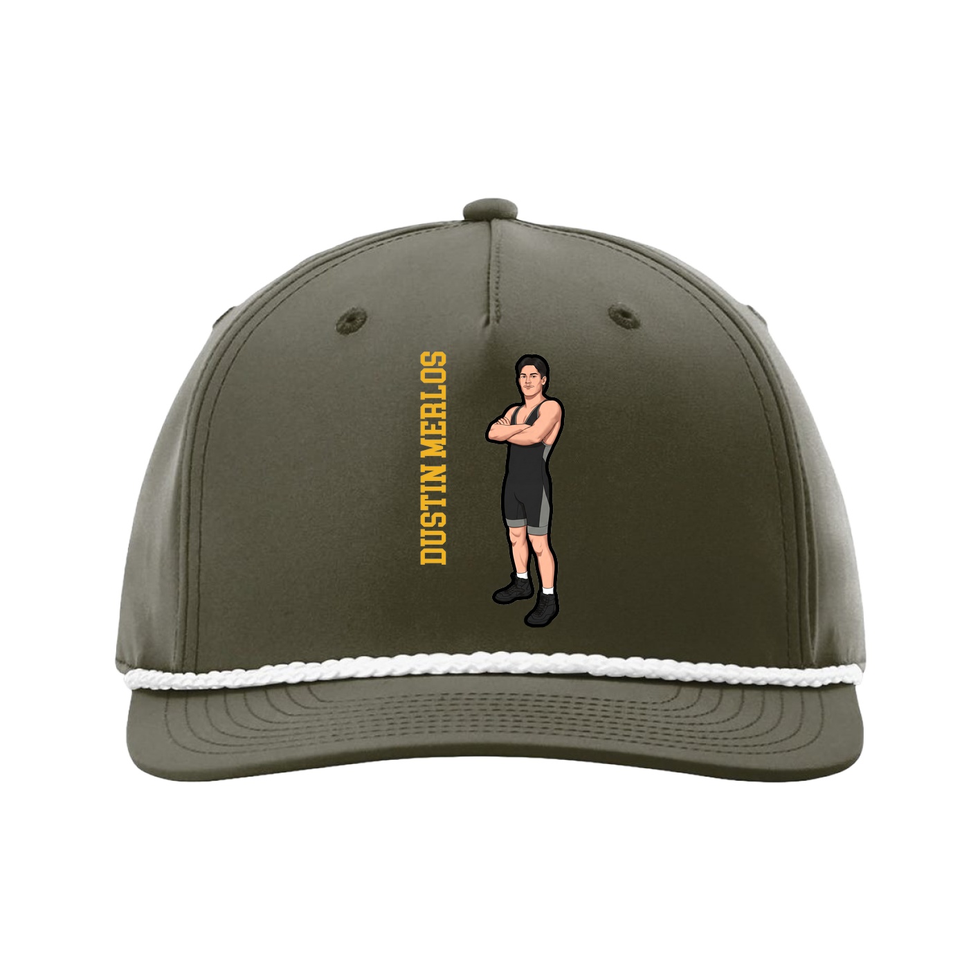 Five-Panel Classic Rope Cap — Name Vertical in Green