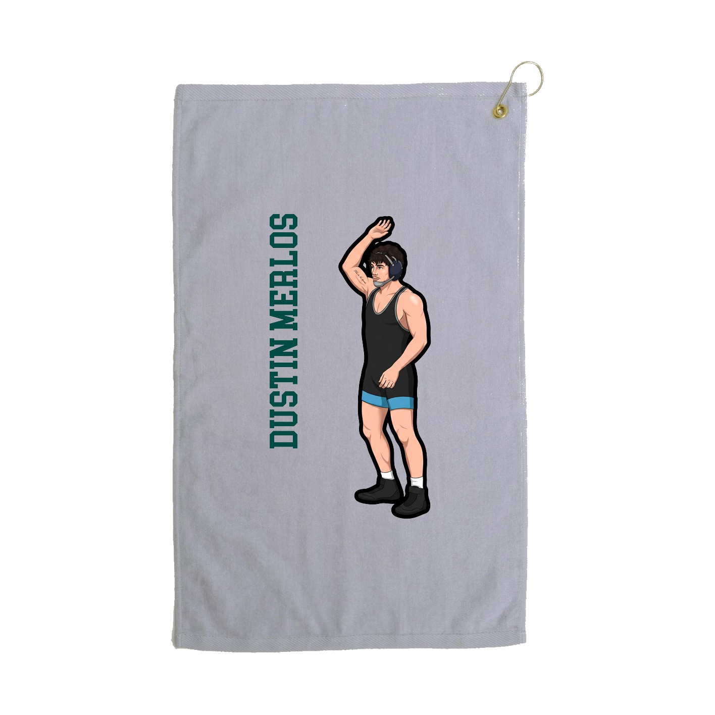 Golf Towel — Name Vertical in Grey