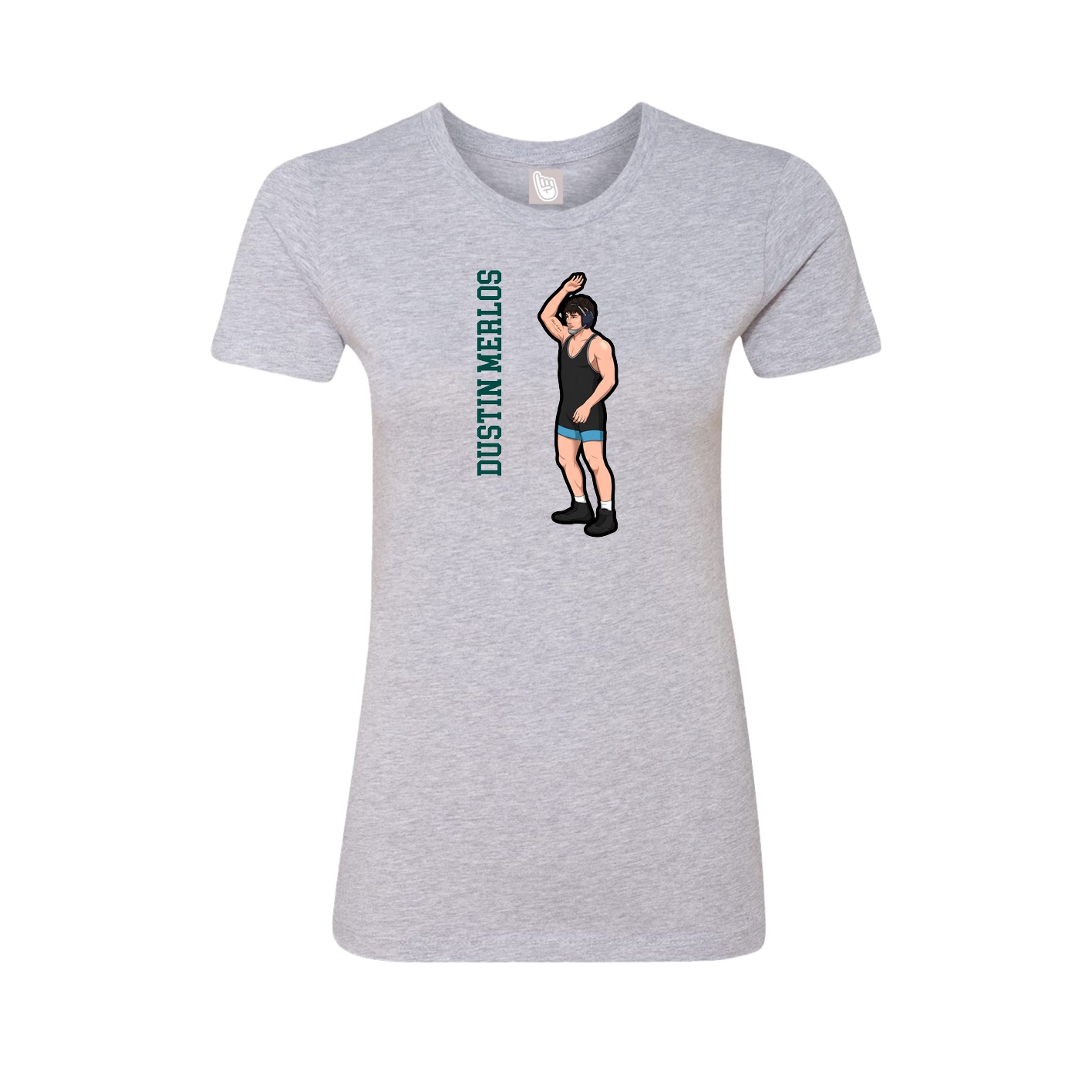 Fitted Women's Tee — Name Vertical in Grey