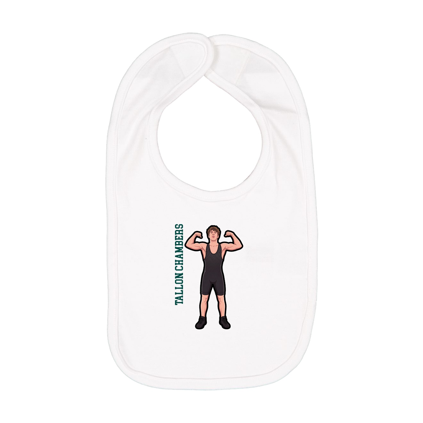 Infant Bib — Name Vertical in White