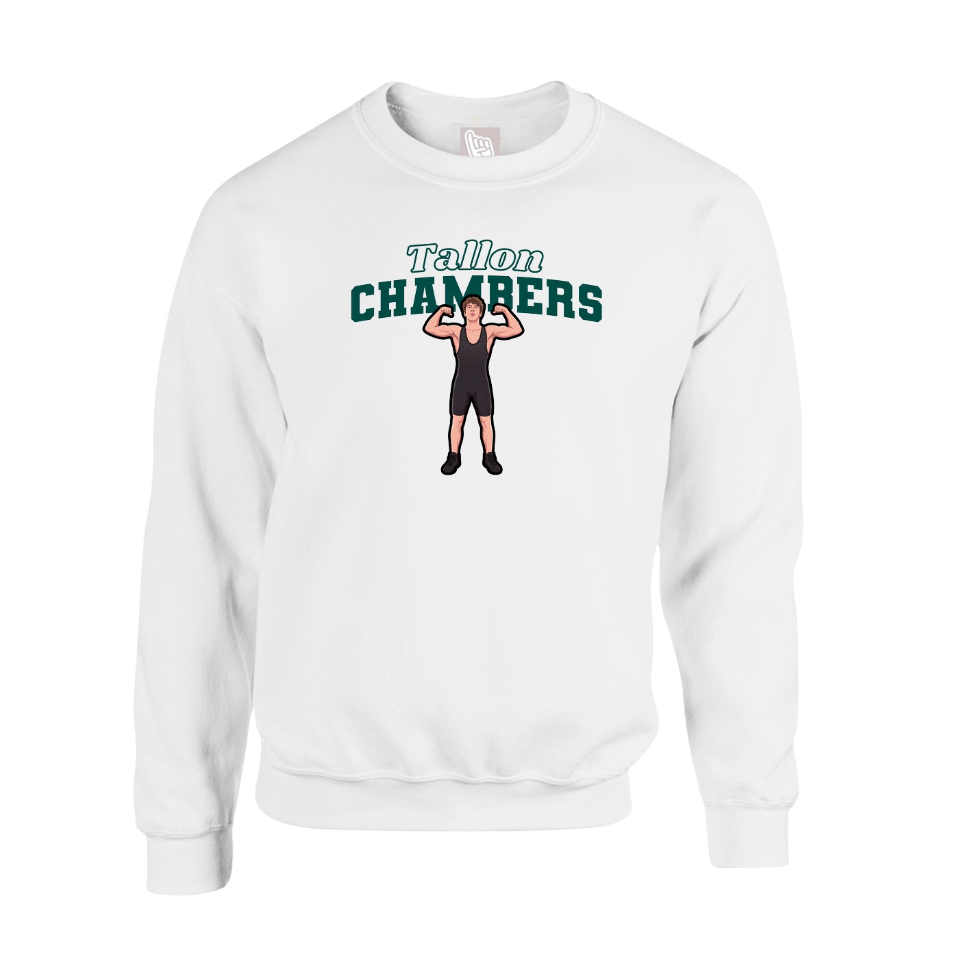 Fleece Crew — Name Arch in White