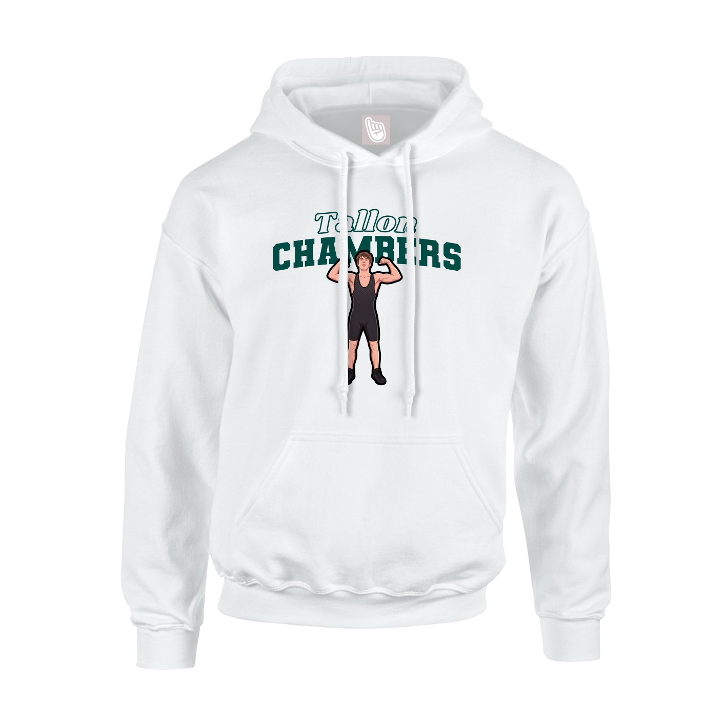 Youth Hoodie — Name Arch in White