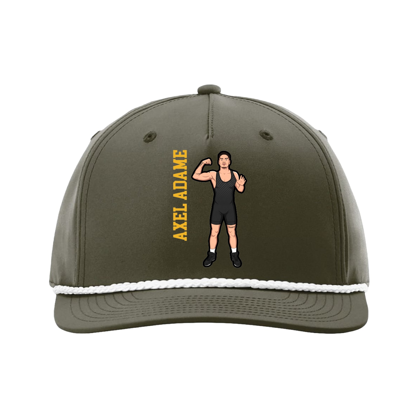 Five-Panel Classic Rope Cap — Name Vertical in Green