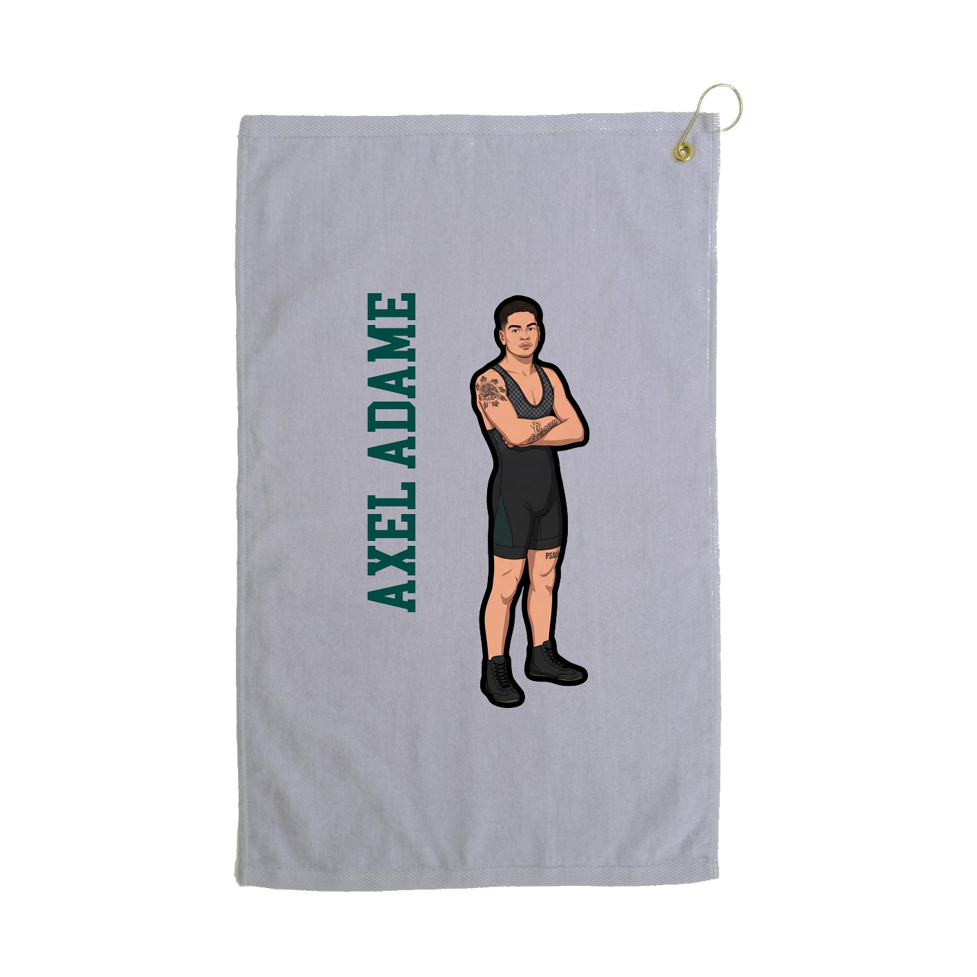Golf Towel — Name Vertical in Grey