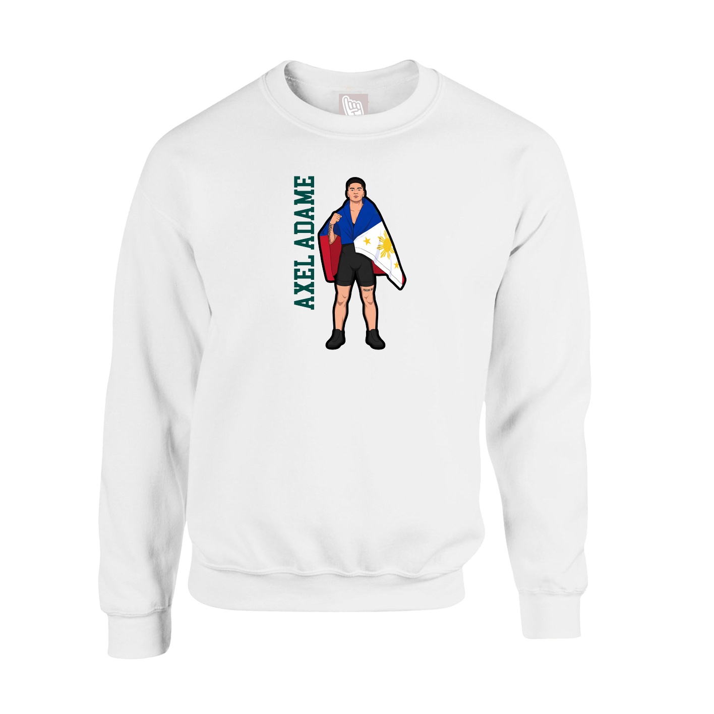 Fleece Crew — Name Vertical in White