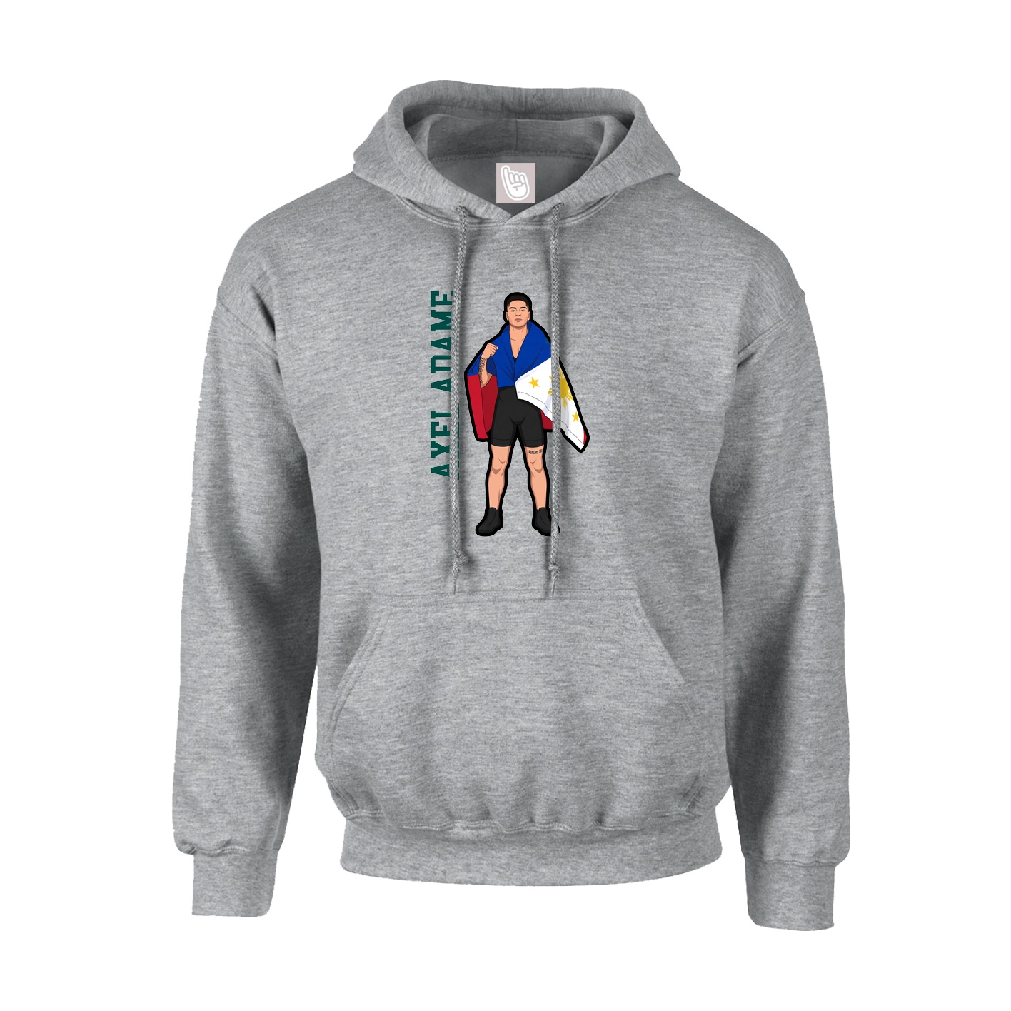 Youth Hoodie — Name Vertical in Grey