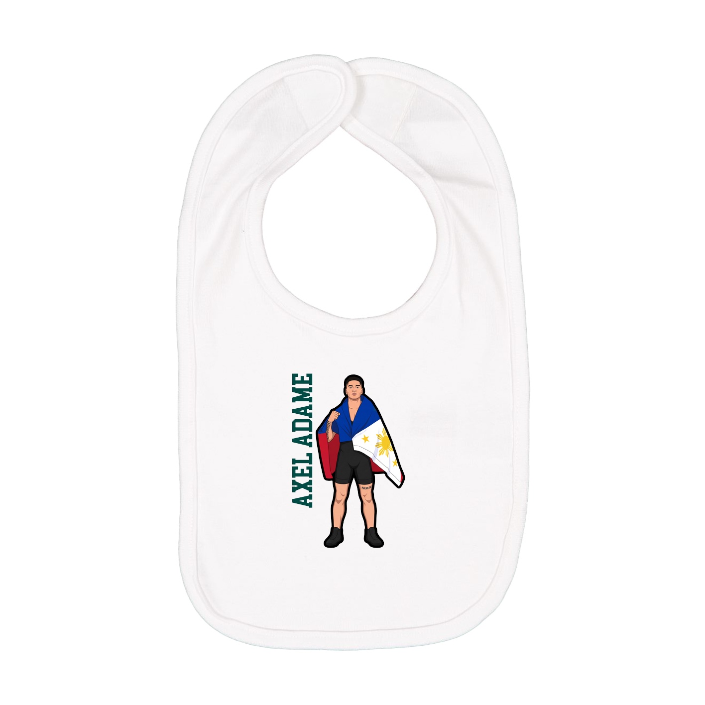 Infant Bib — Name Vertical in White