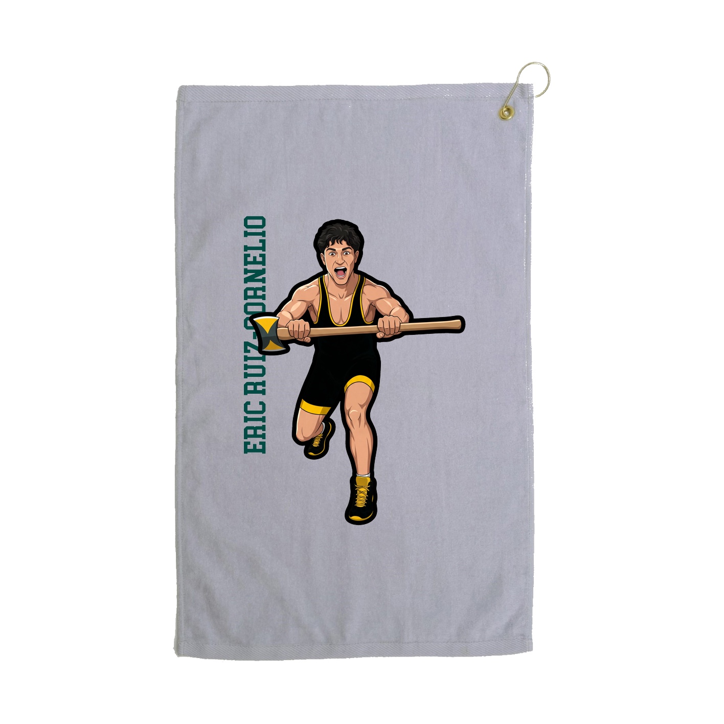 Golf Towel — Name Vertical in Grey