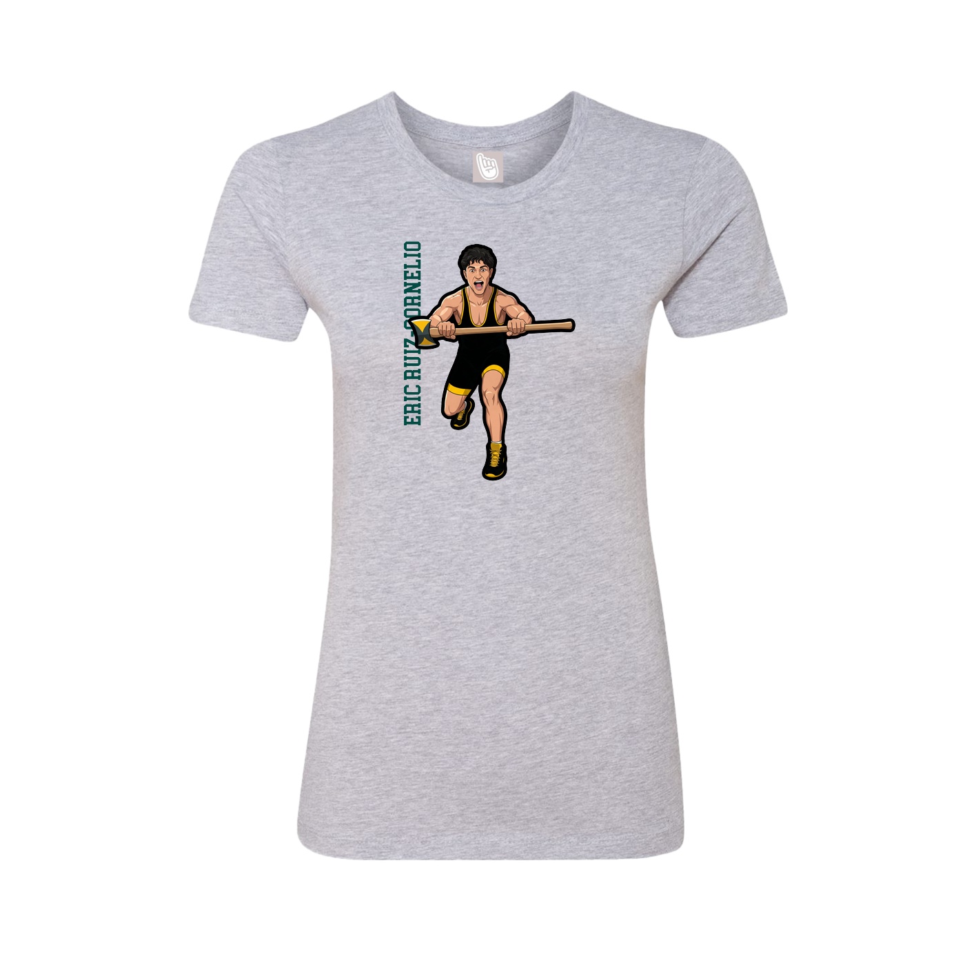 Fitted Women's Tee — Name Vertical in Grey