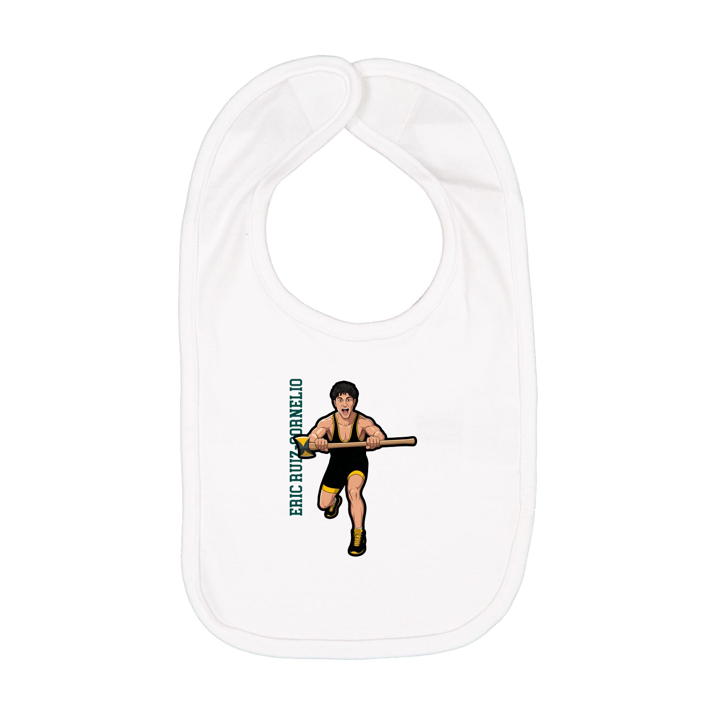 Infant Bib — Name Vertical in White