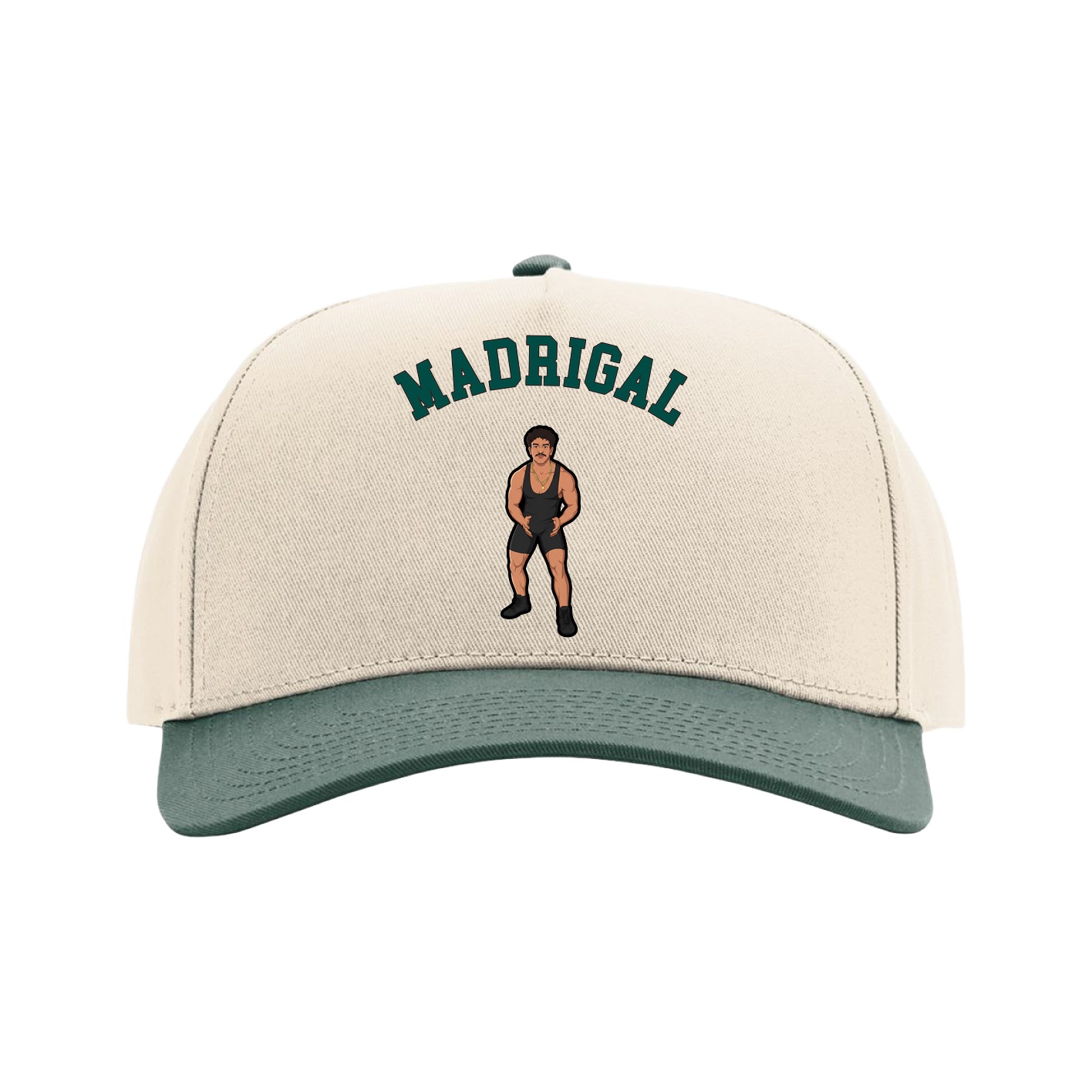 Full Fabric Five-Panel Champ Cap — Shirsey Arch in Cream/Green
