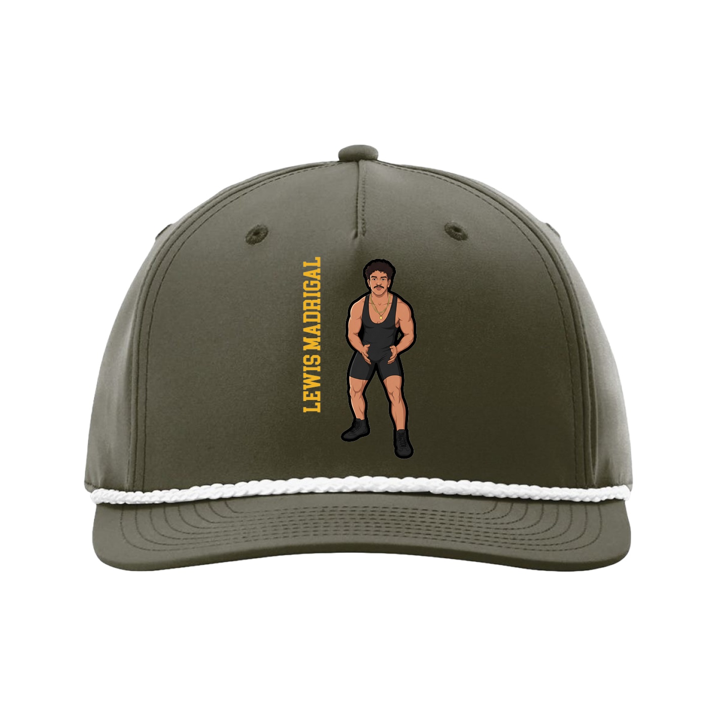 Five-Panel Classic Rope Cap — Name Vertical in Green