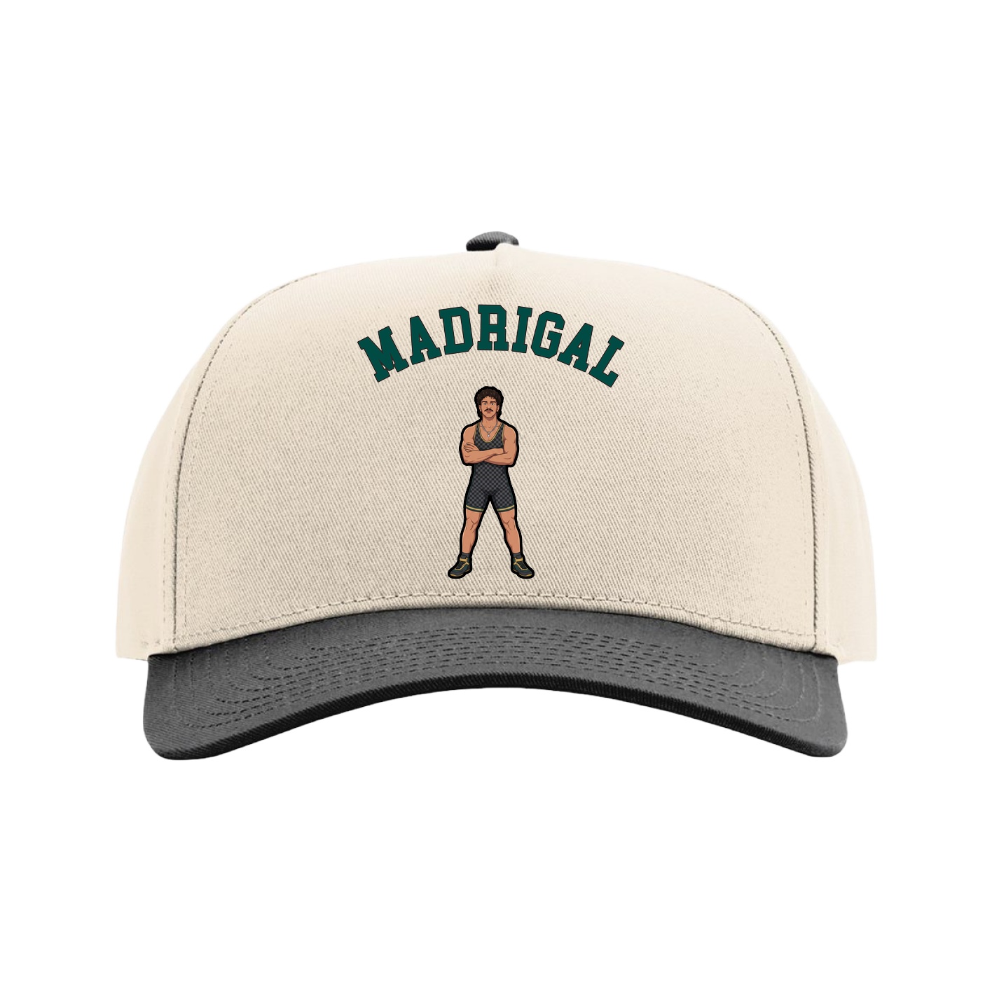Full Fabric Five-Panel Champ Cap — Shirsey Arch in Cream/Black