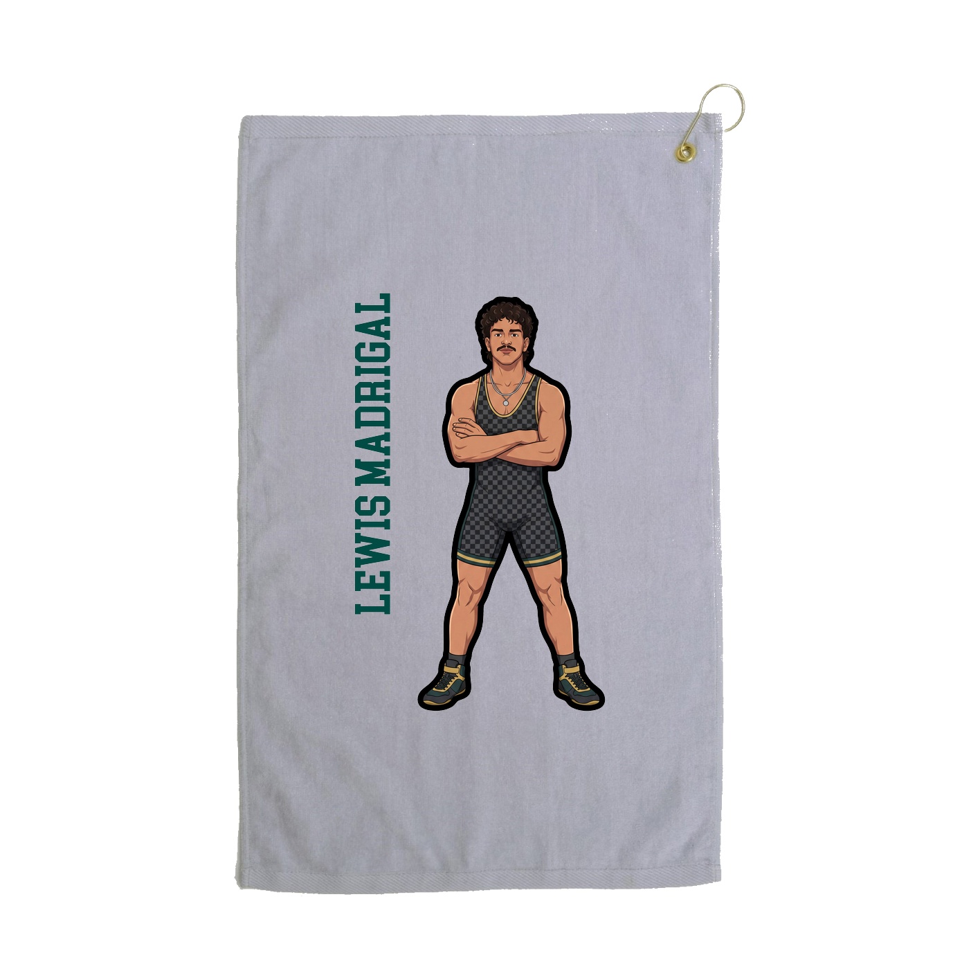 Golf Towel — Name Vertical in Grey
