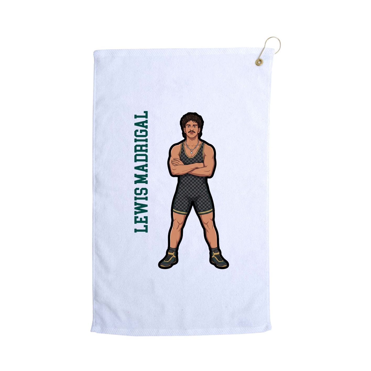 Golf Towel — Name Vertical in White